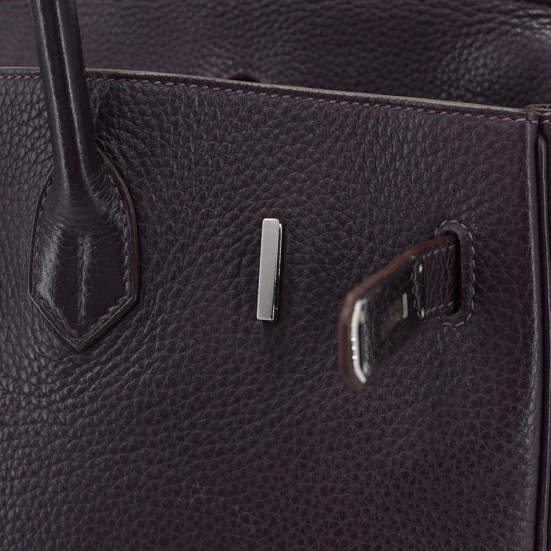 Very Good ( Rank A) HERMÈS Birkin 35 Raisin (59) Togo Palladium hardware Square R (2014) - 13