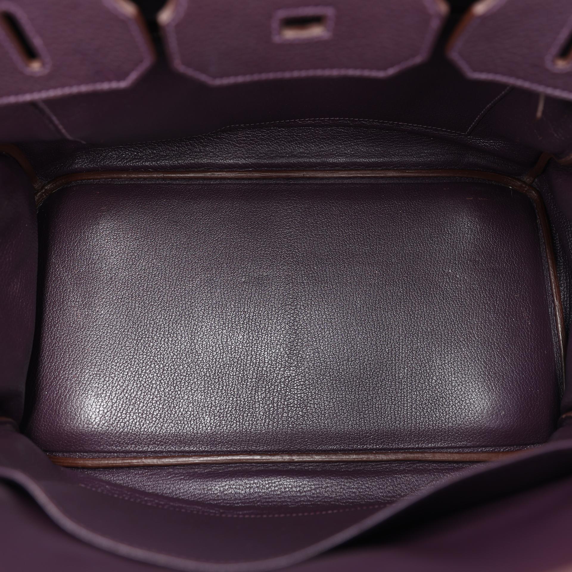 Very Good ( Rank A) HERMÈS Birkin 35 Raisin (59) Togo Palladium hardware Square R (2014) - 16