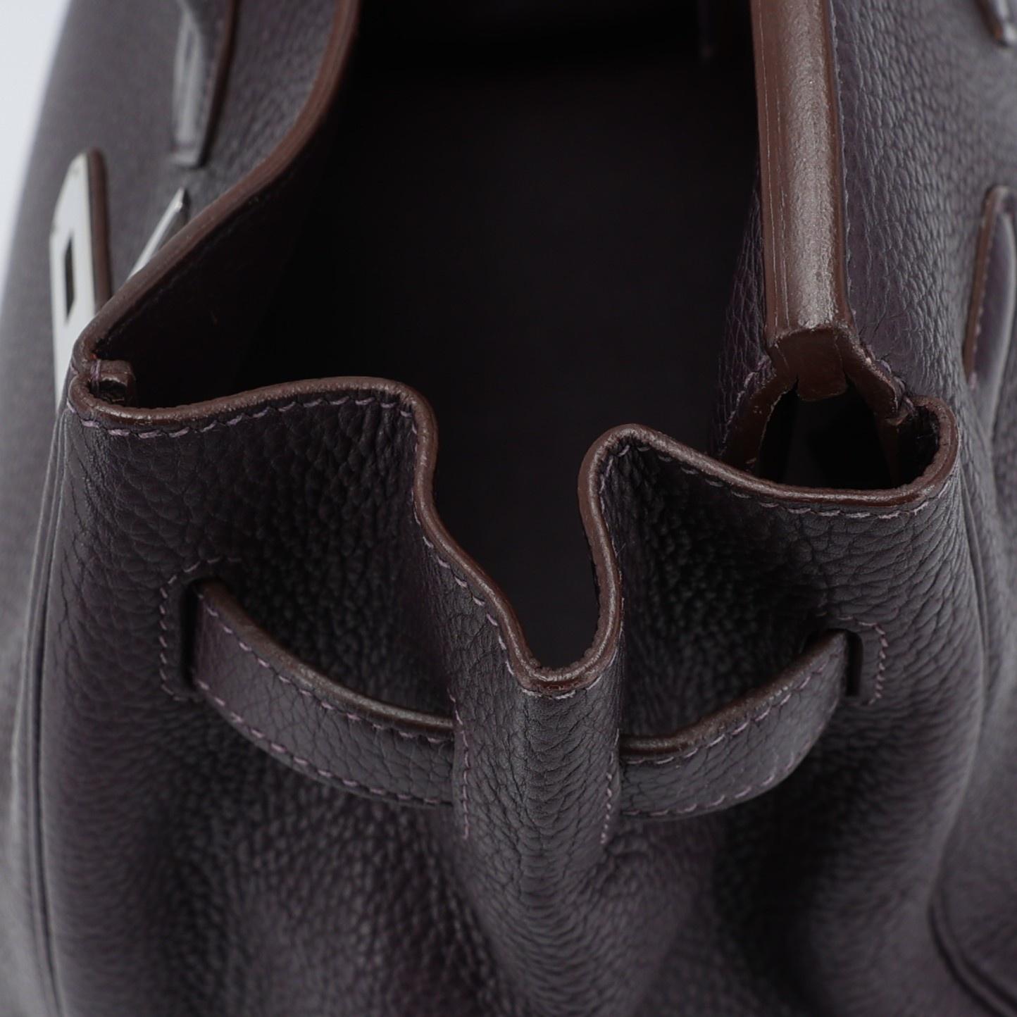 Very Good ( Rank A) HERMÈS Birkin 35 Raisin (59) Togo Palladium hardware Square R (2014) - 20