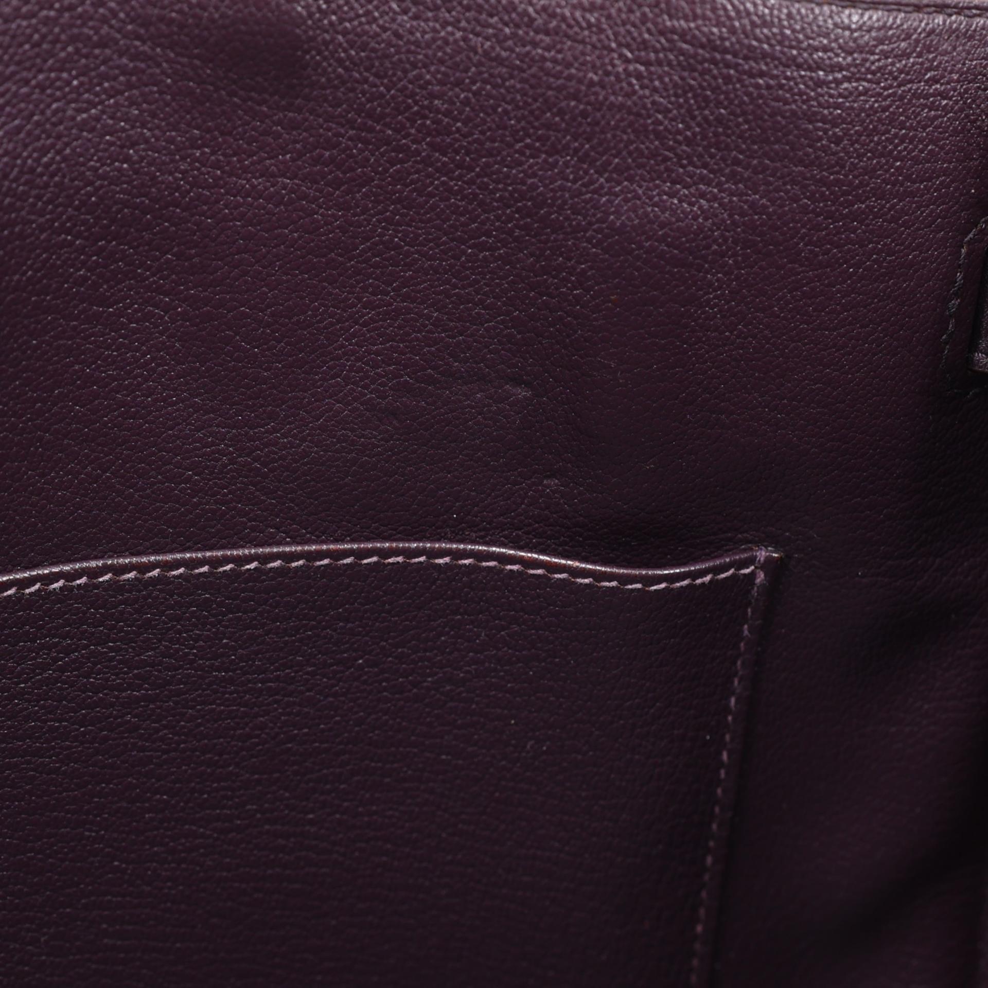 Very Good ( Rank A) HERMÈS Birkin 35 Raisin (59) Togo Palladium hardware Square R (2014) - 17