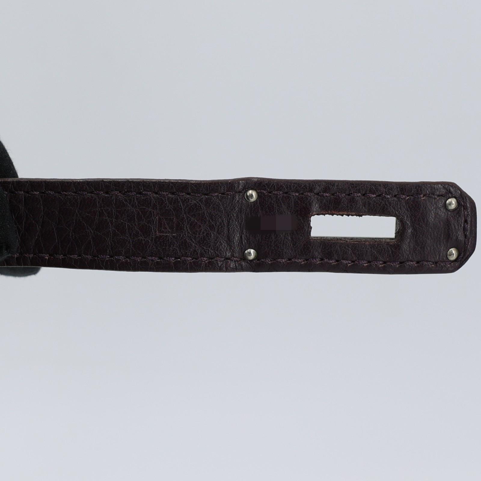 Very Good ( Rank A) HERMÈS Birkin 35 Raisin (59) Togo Palladium hardware Square R (2014) - 15