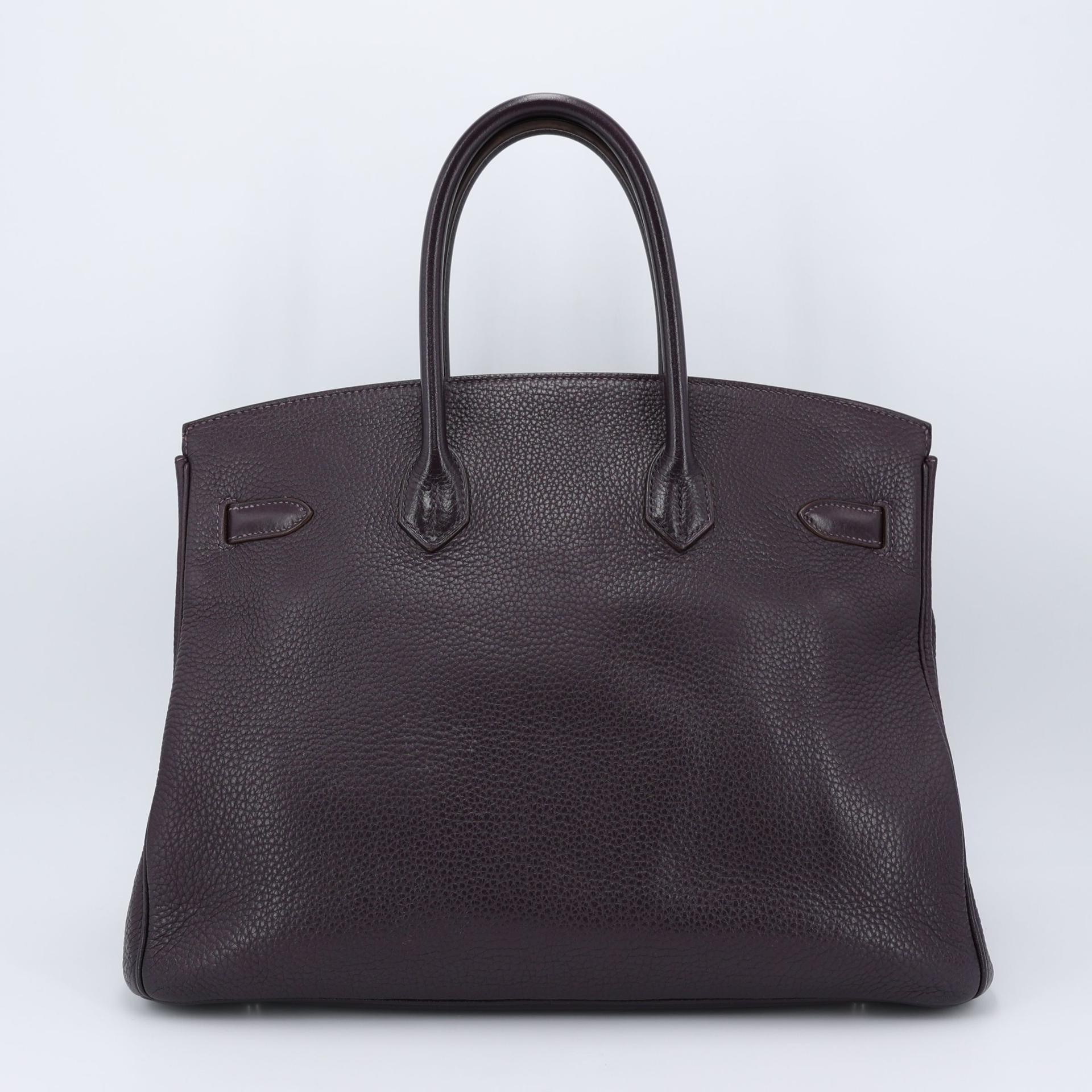 Very Good ( Rank A) HERMÈS Birkin 35 Raisin (59) Togo Palladium hardware Square R (2014) - 2
