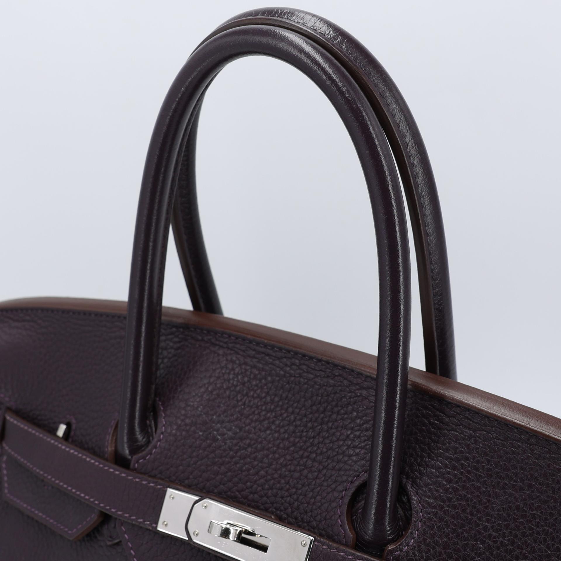 Very Good ( Rank A) HERMÈS Birkin 35 Raisin (59) Togo Palladium hardware Square R (2014) - 3