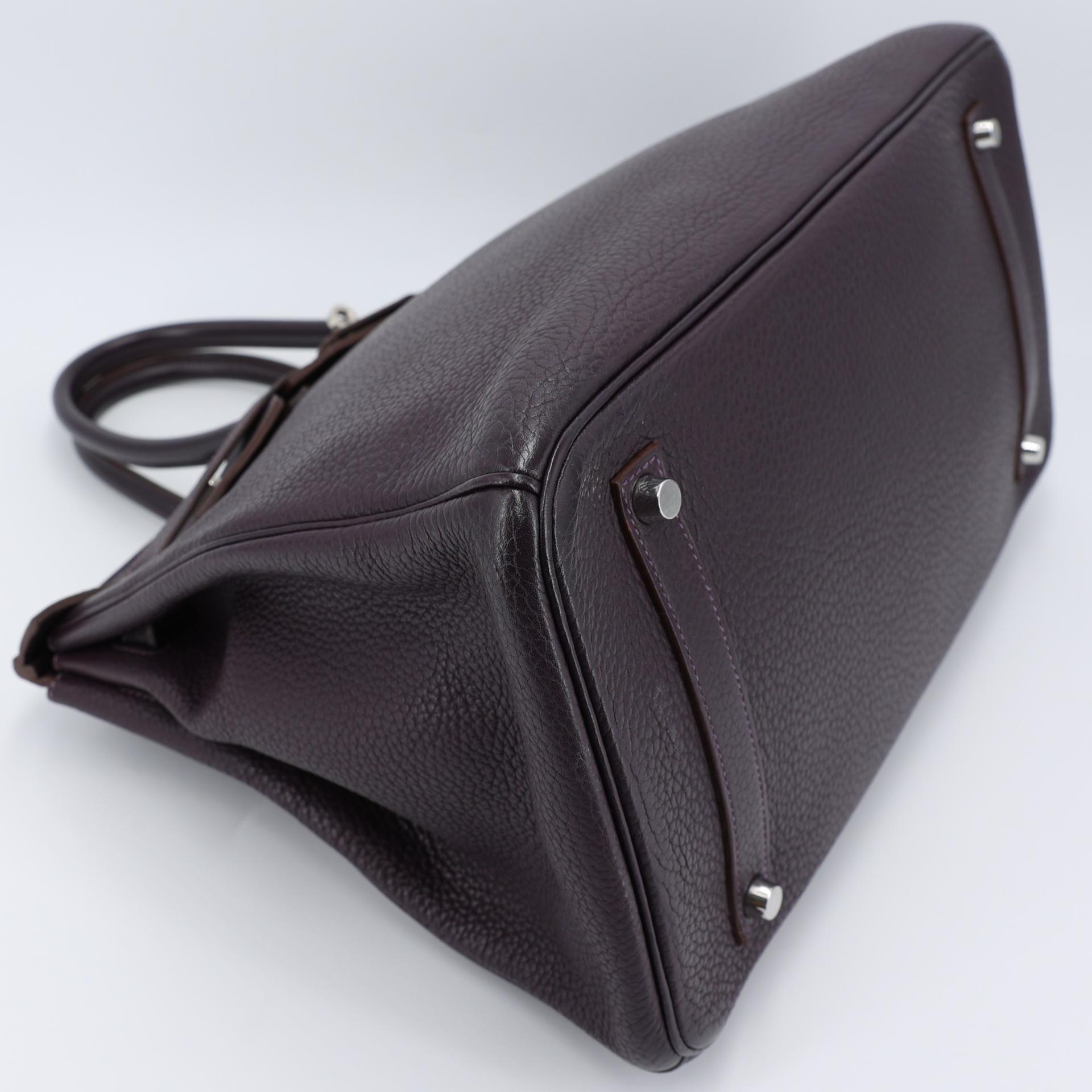 Very Good ( Rank A) HERMÈS Birkin 35 Raisin (59) Togo Palladium hardware Square R (2014) - 4