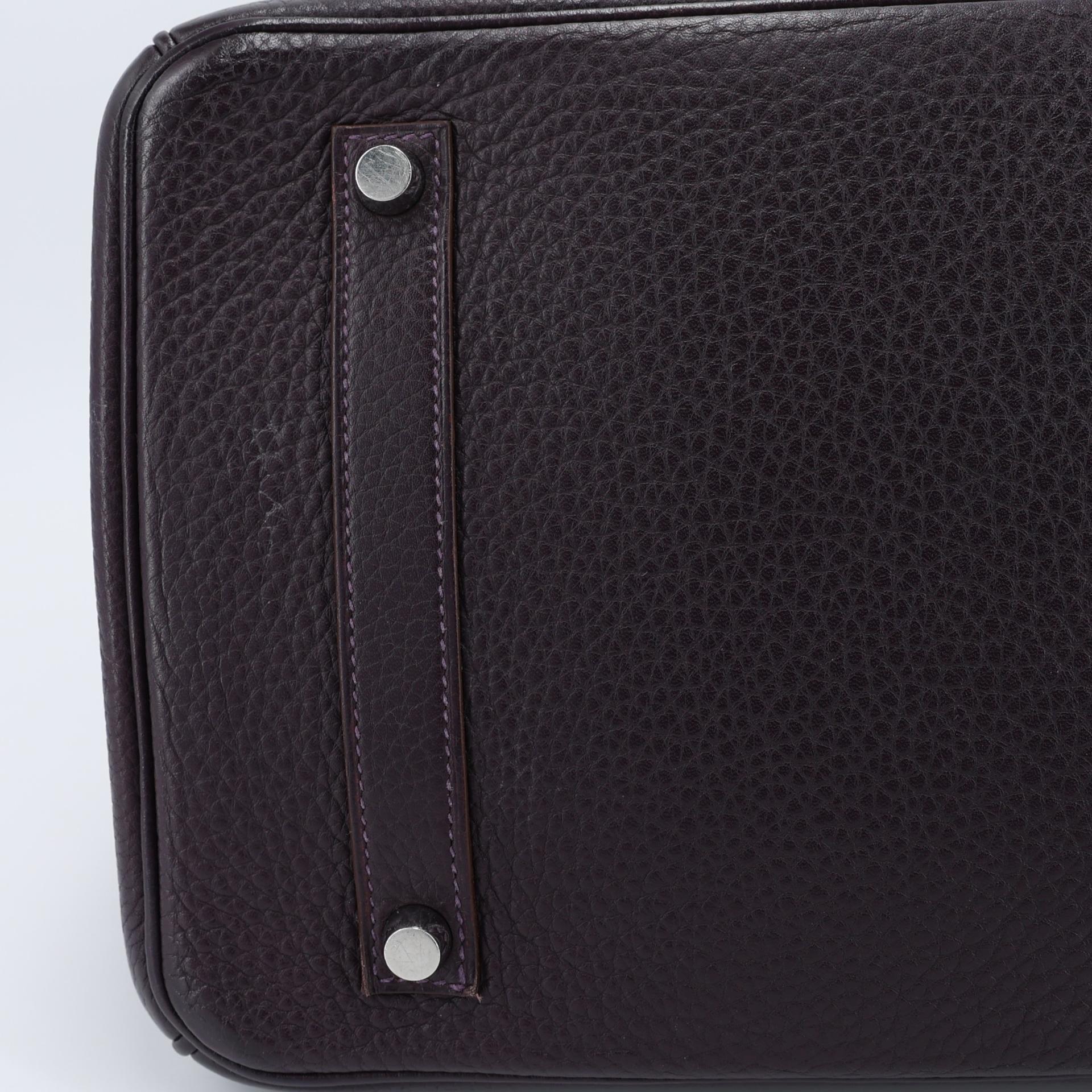 Very Good ( Rank A) HERMÈS Birkin 35 Raisin (59) Togo Palladium hardware Square R (2014) - 8