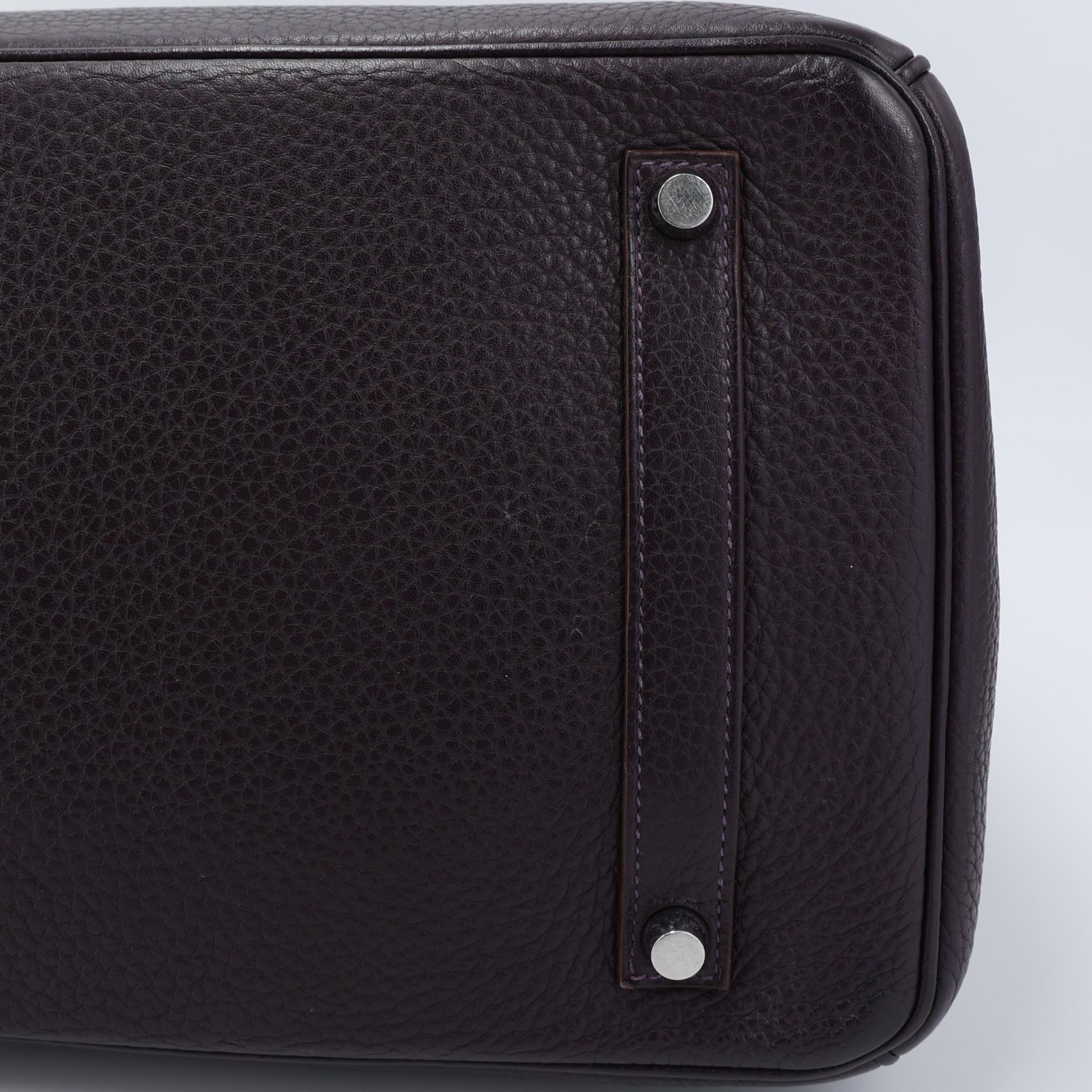Very Good ( Rank A) HERMÈS Birkin 35 Raisin (59) Togo Palladium hardware Square R (2014) - 9