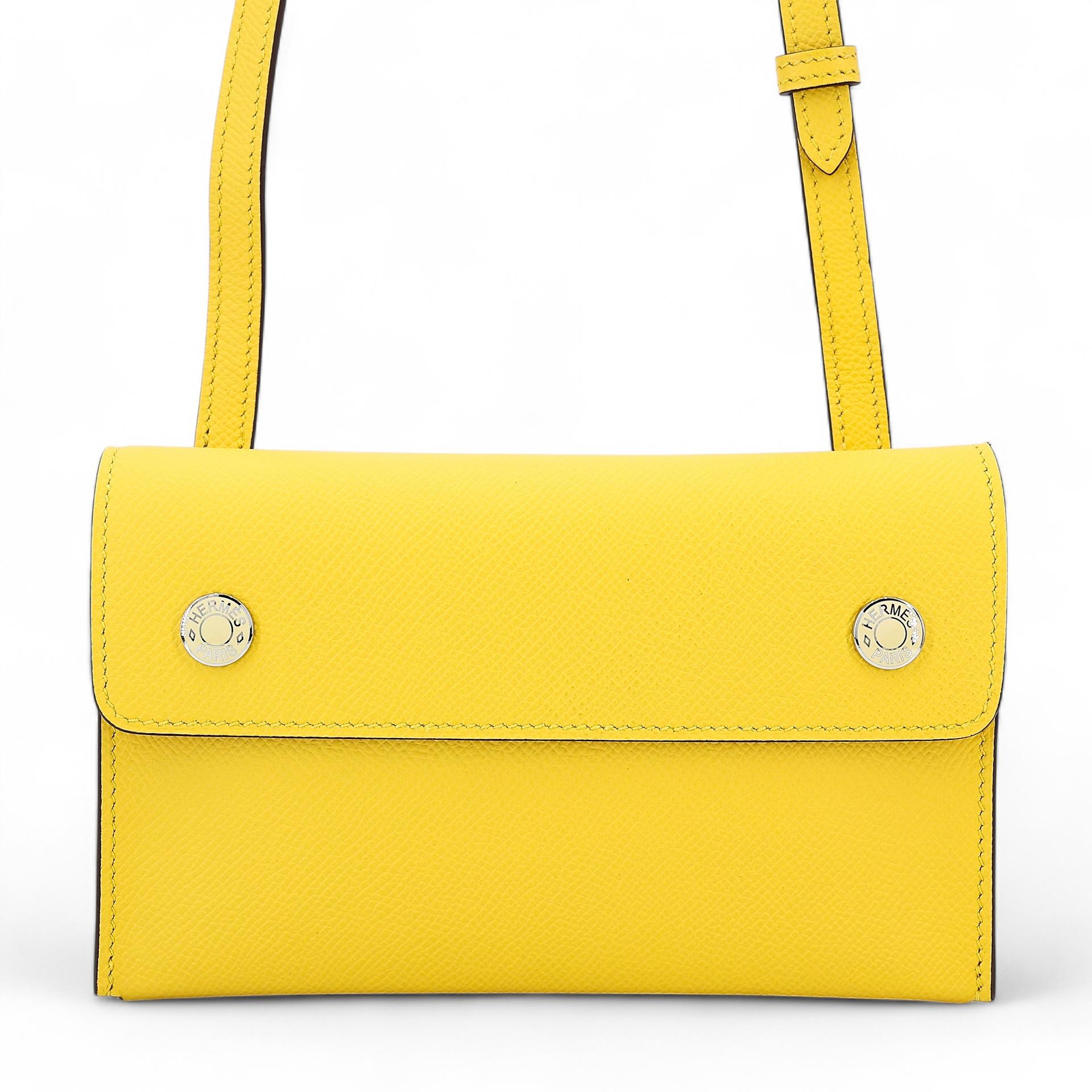 Brand New ( Rank N ) HERMÈS Hermesnap Wallet Jaune de Naples (9O) Epsom Enamel hardware B (2023) - 1