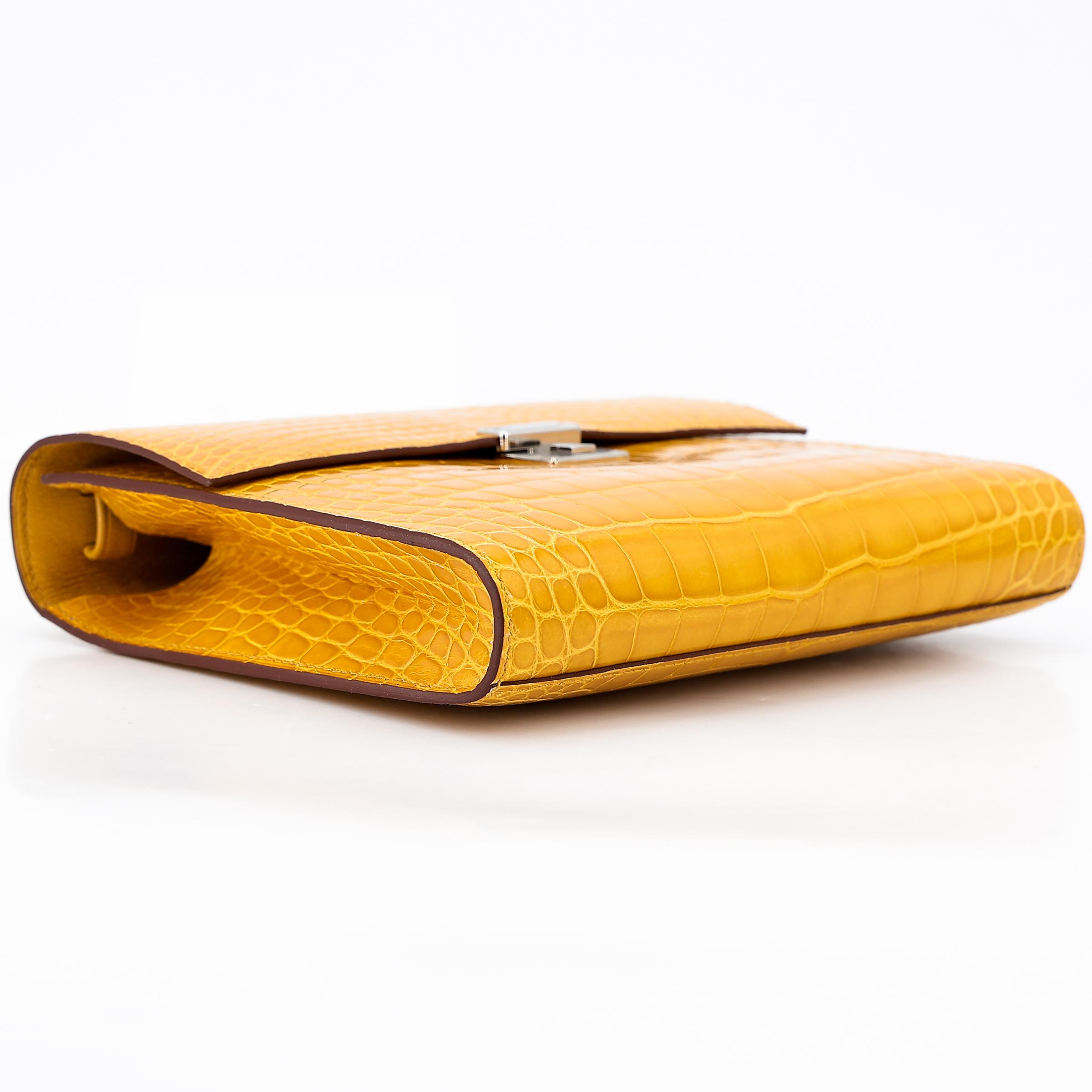 Excellent ( Rank SA ) HERMÈS Clic 16 Jaune Ambre (9D) Alligator Palladium hardware Z (2021) - 4