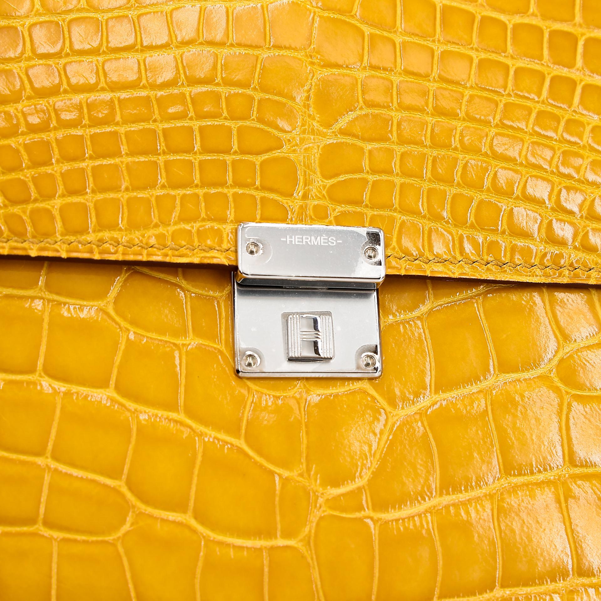 Excellent ( Rank SA ) HERMÈS Clic 16 Jaune Ambre (9D) Alligator Palladium hardware Z (2021) - 9