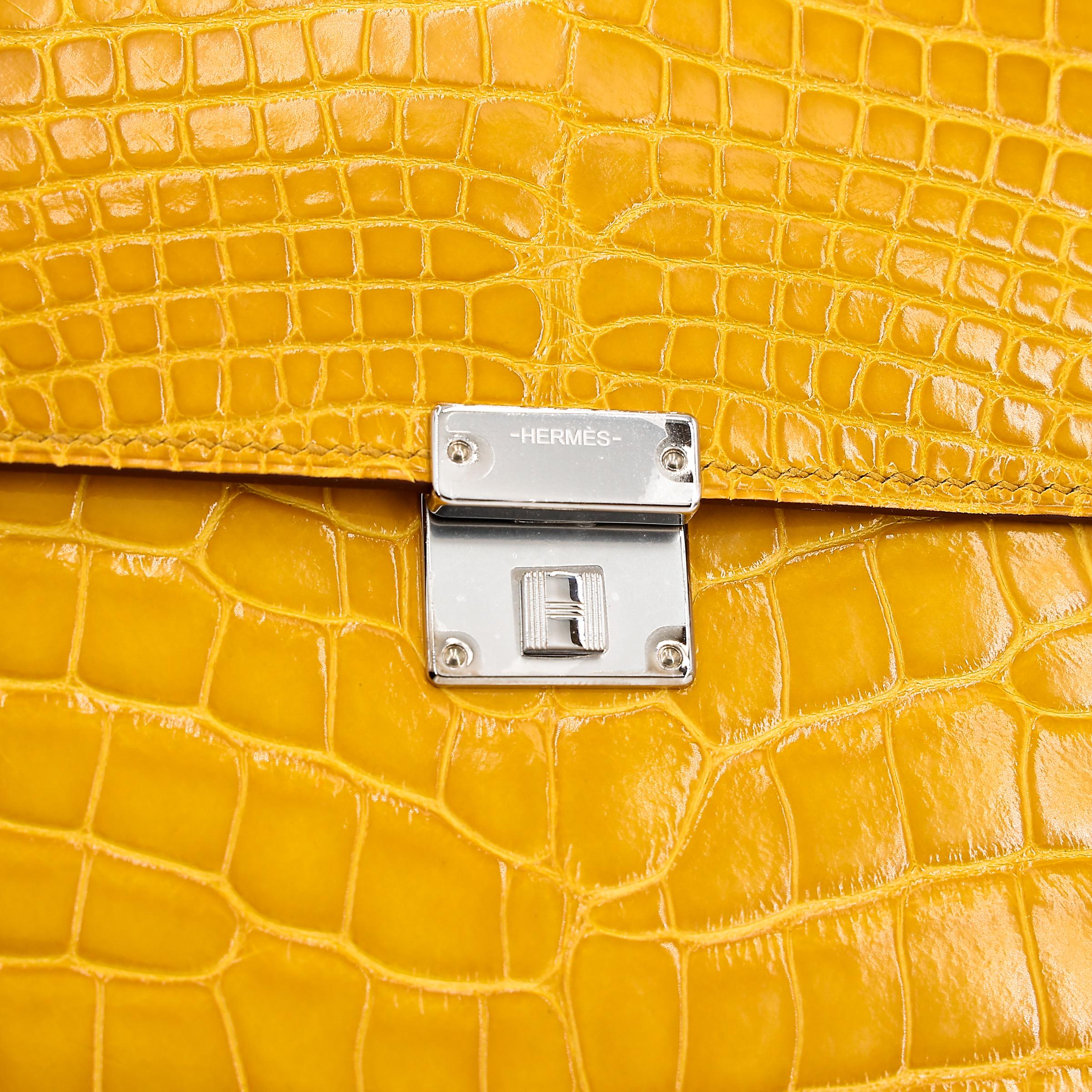 Excellent ( Rank SA ) HERMÈS Clic 16 Jaune Ambre (9D) Alligator Palladium hardware Z (2021) - 9
