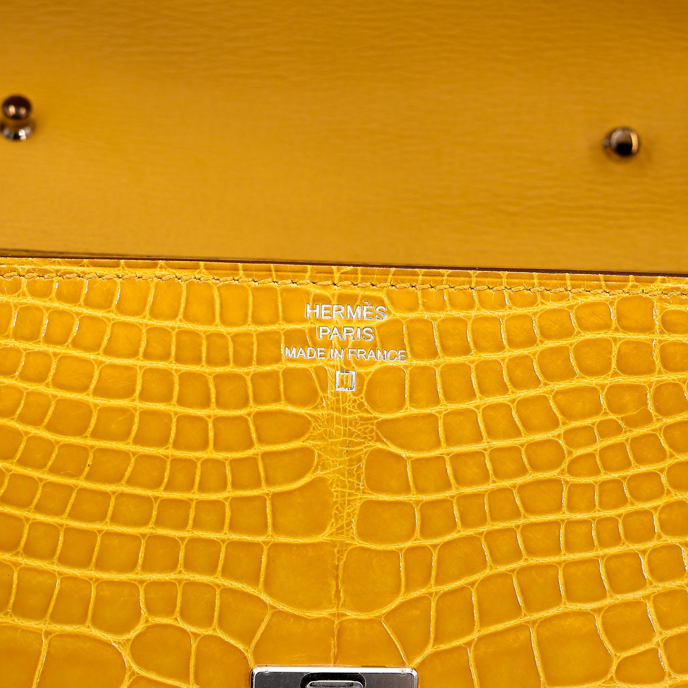 Excellent ( Rank SA ) HERMÈS Clic 16 Jaune Ambre (9D) Alligator Palladium hardware Z (2021) - 10