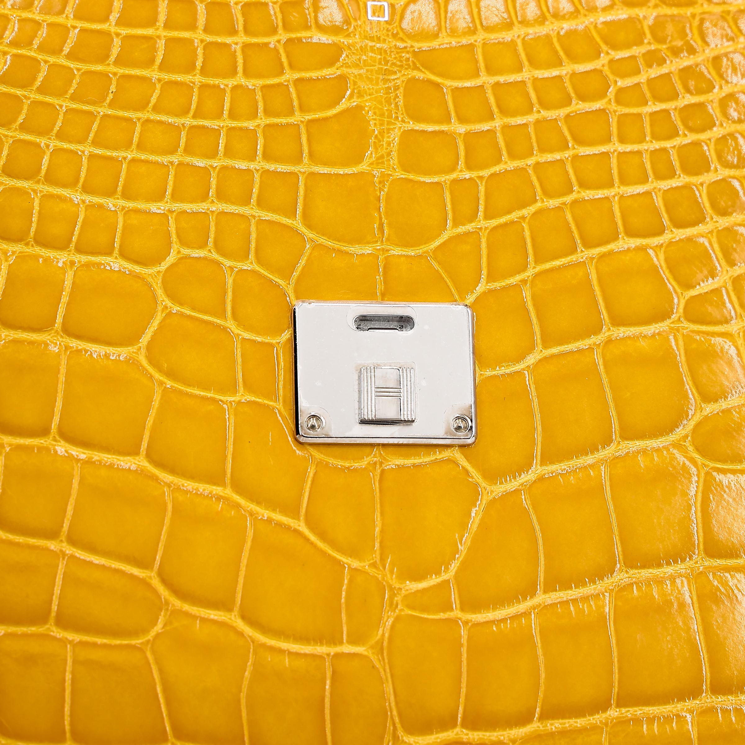 Excellent ( Rank SA ) HERMÈS Clic 16 Jaune Ambre (9D) Alligator Palladium hardware Z (2021) - 11