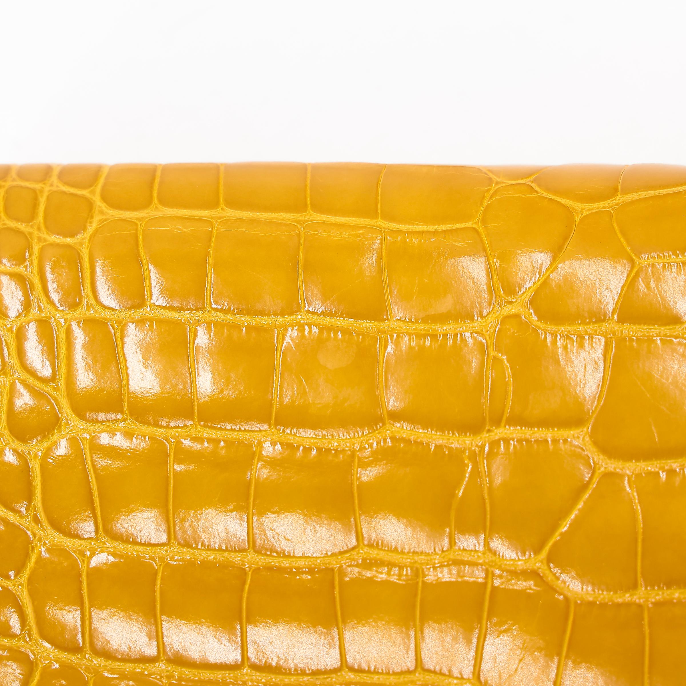 Excellent ( Rank SA ) HERMÈS Clic 16 Jaune Ambre (9D) Alligator Palladium hardware Z (2021) - 8