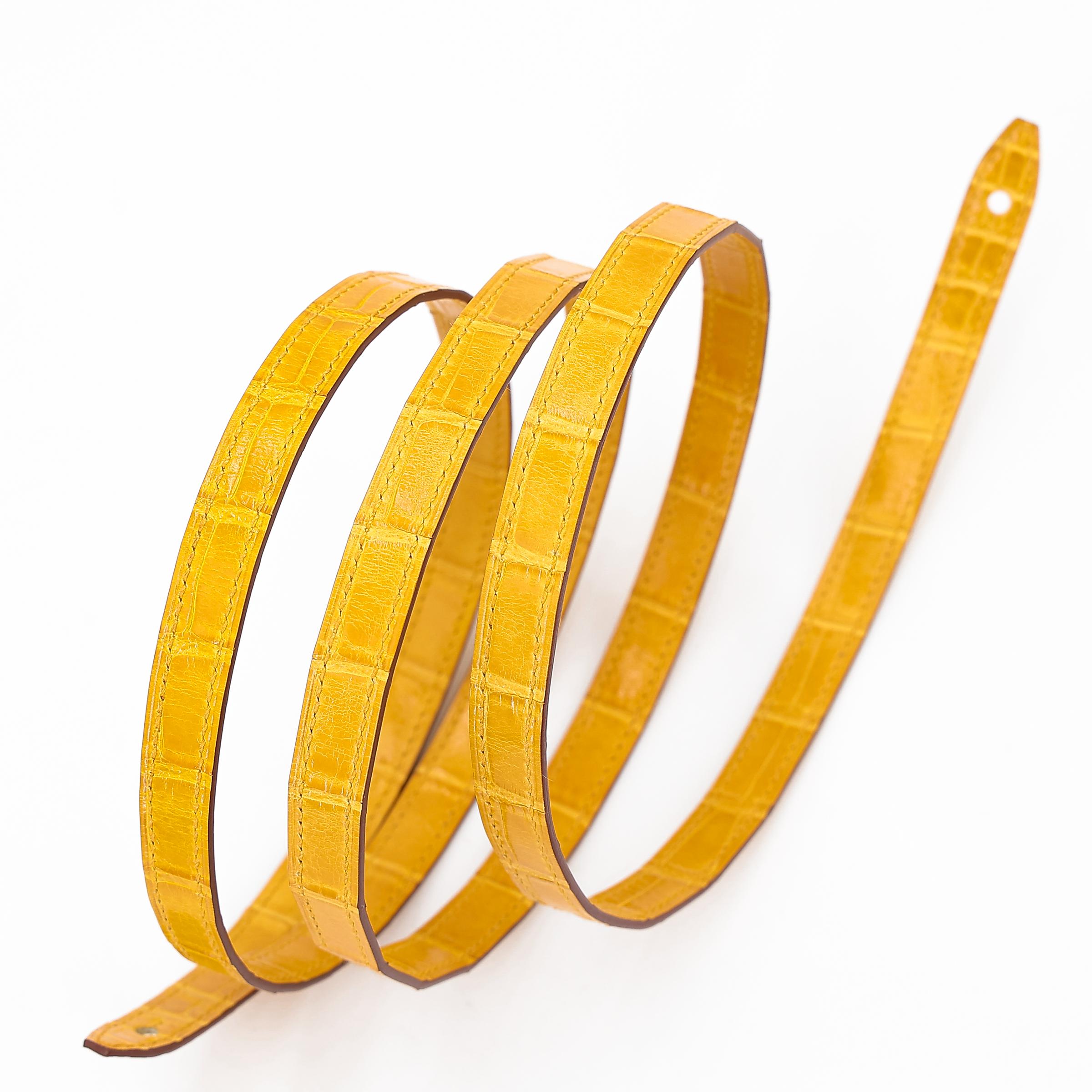Excellent ( Rank SA ) HERMÈS Clic 16 Jaune Ambre (9D) Alligator Palladium hardware Z (2021) - 20