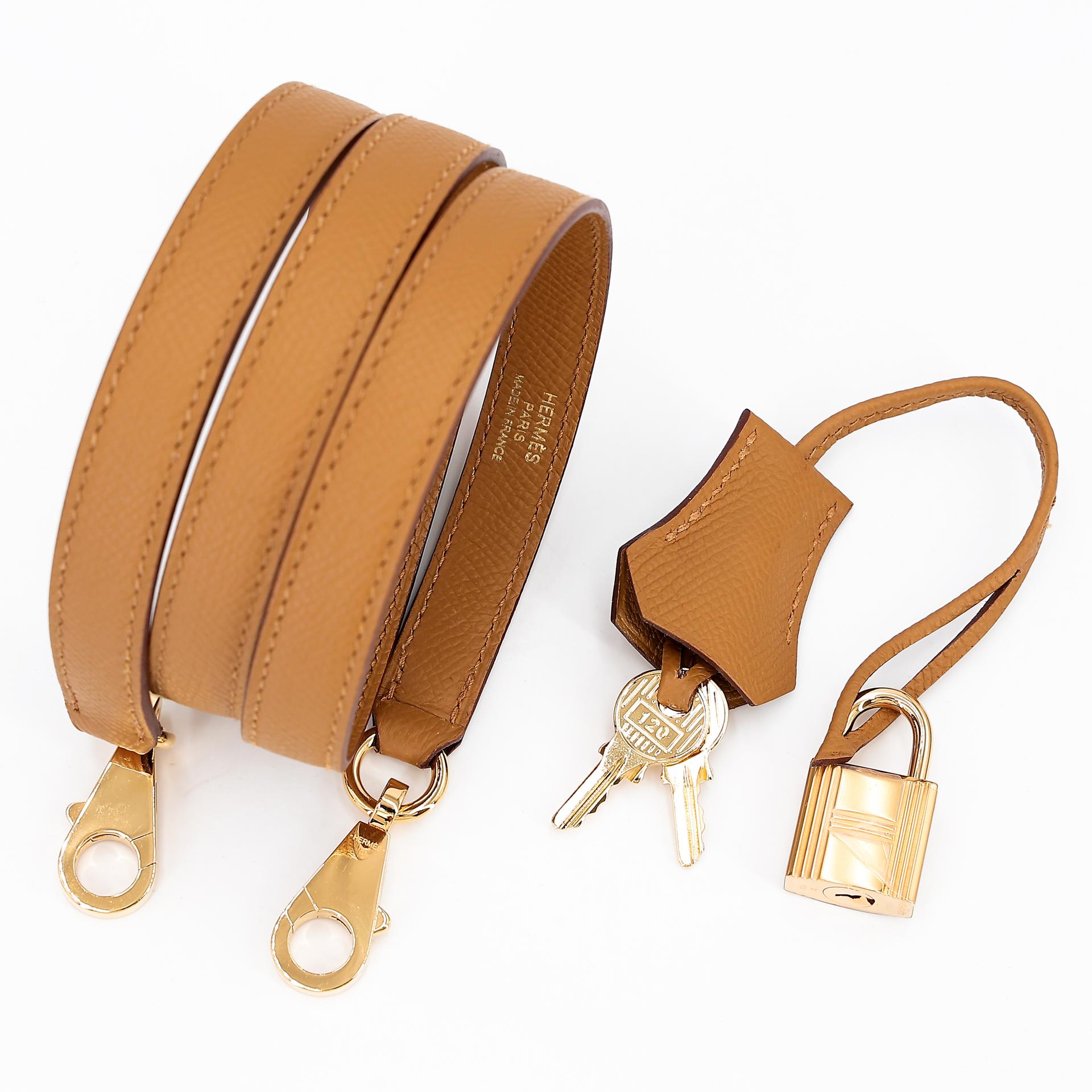 Excellent ( Rank SA ) HERMÈS Kelly 25 Sellier Sesame (2S) Epsom Gold hardware B (2023) - 23