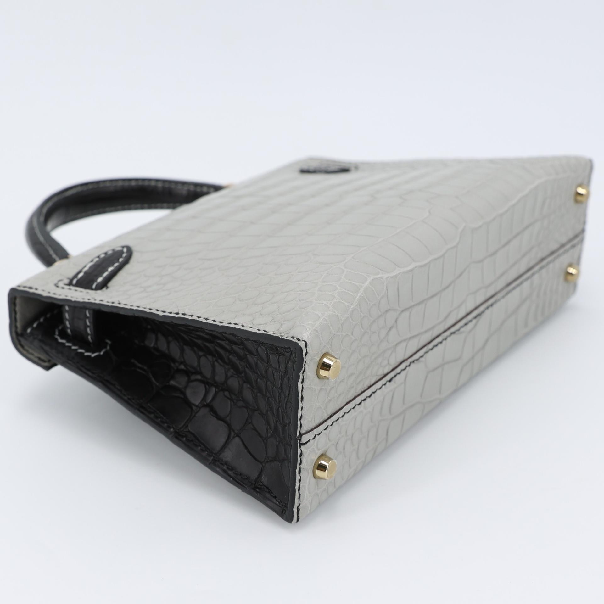 Brand New ( Rank N ) HERMÈS Special Order Mini Kelly II HSS Gris Perle (80) Black (89) Matte Alligator Permabrass hardware W (2024) - 6