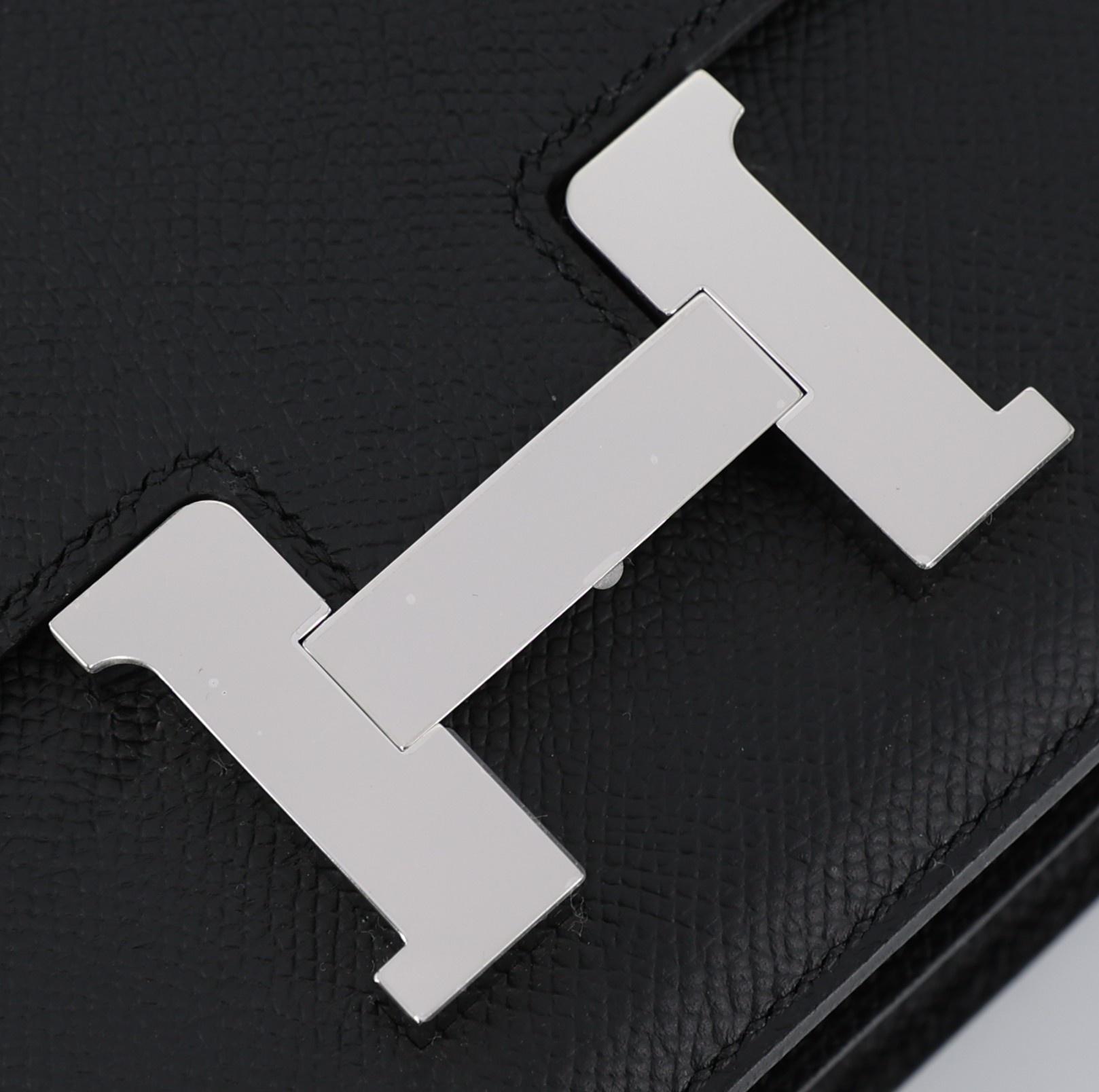 Brand New ( Rank N ) HERMÈS Constance Mini Black (89) Epsom Palladium hardware B (2023) - 8