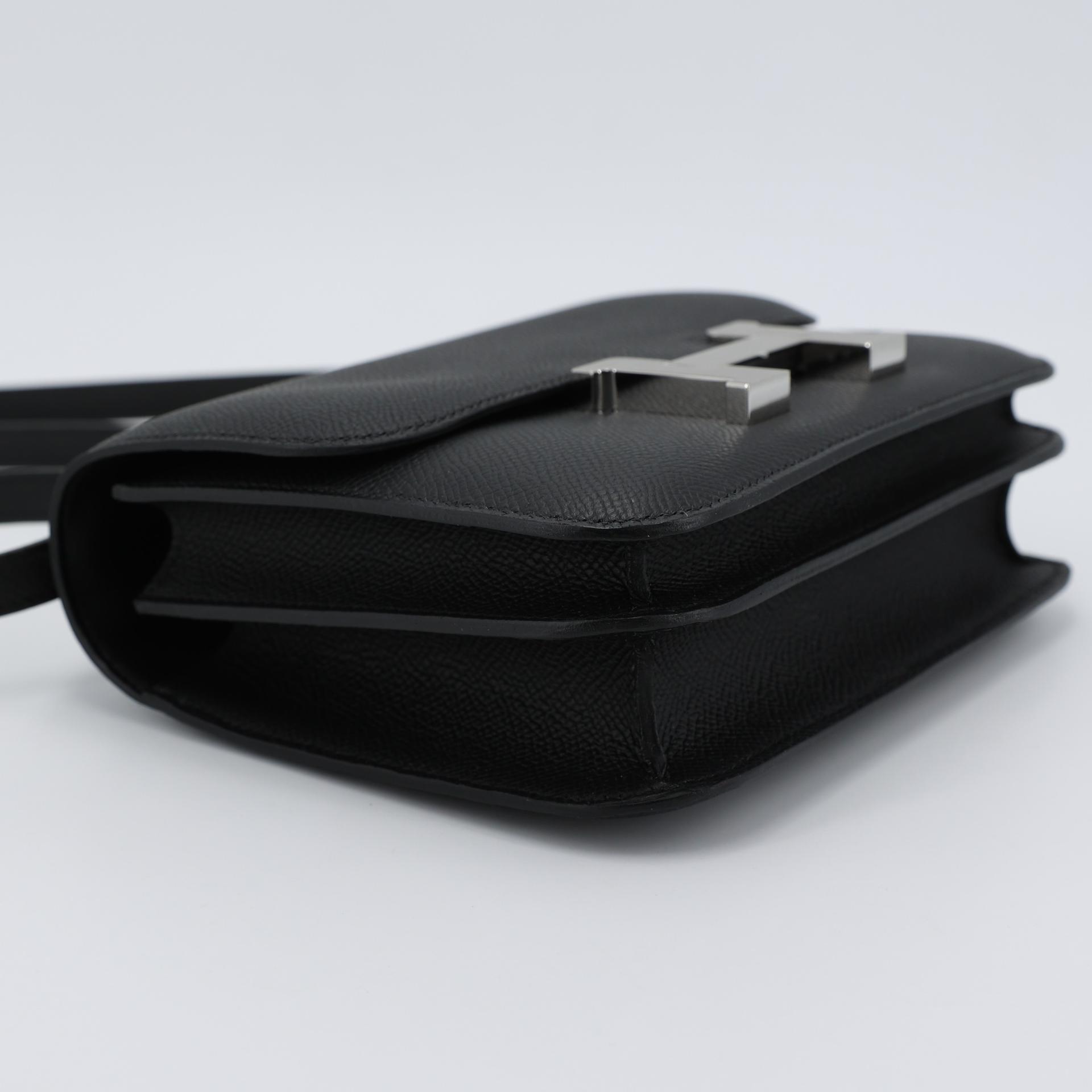 Brand New ( Rank N ) HERMÈS Constance Mini Black (89) Epsom Palladium hardware B (2023) - 4