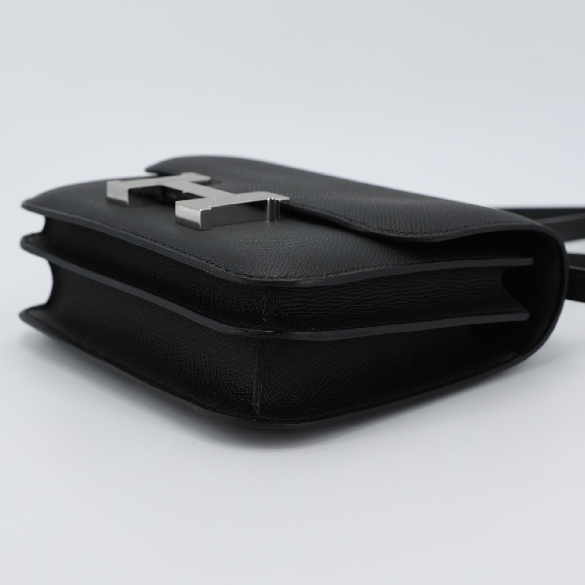Brand New ( Rank N ) HERMÈS Constance Mini Black (89) Epsom Palladium hardware B (2023) - 5