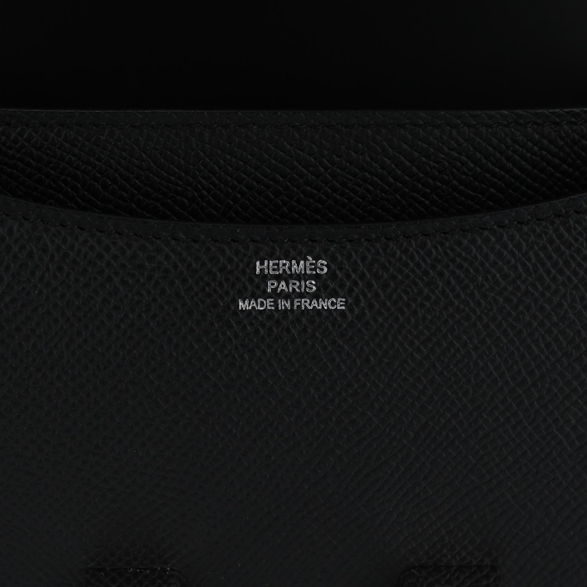 Brand New ( Rank N ) HERMÈS Constance Mini Black (89) Epsom Palladium hardware B (2023) - 11