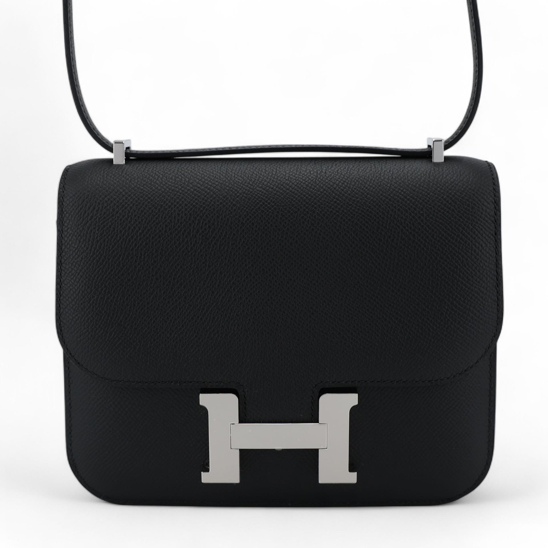 Brand New ( Rank N ) HERMÈS Constance Mini Black (89) Epsom Palladium hardware B (2023) - 1