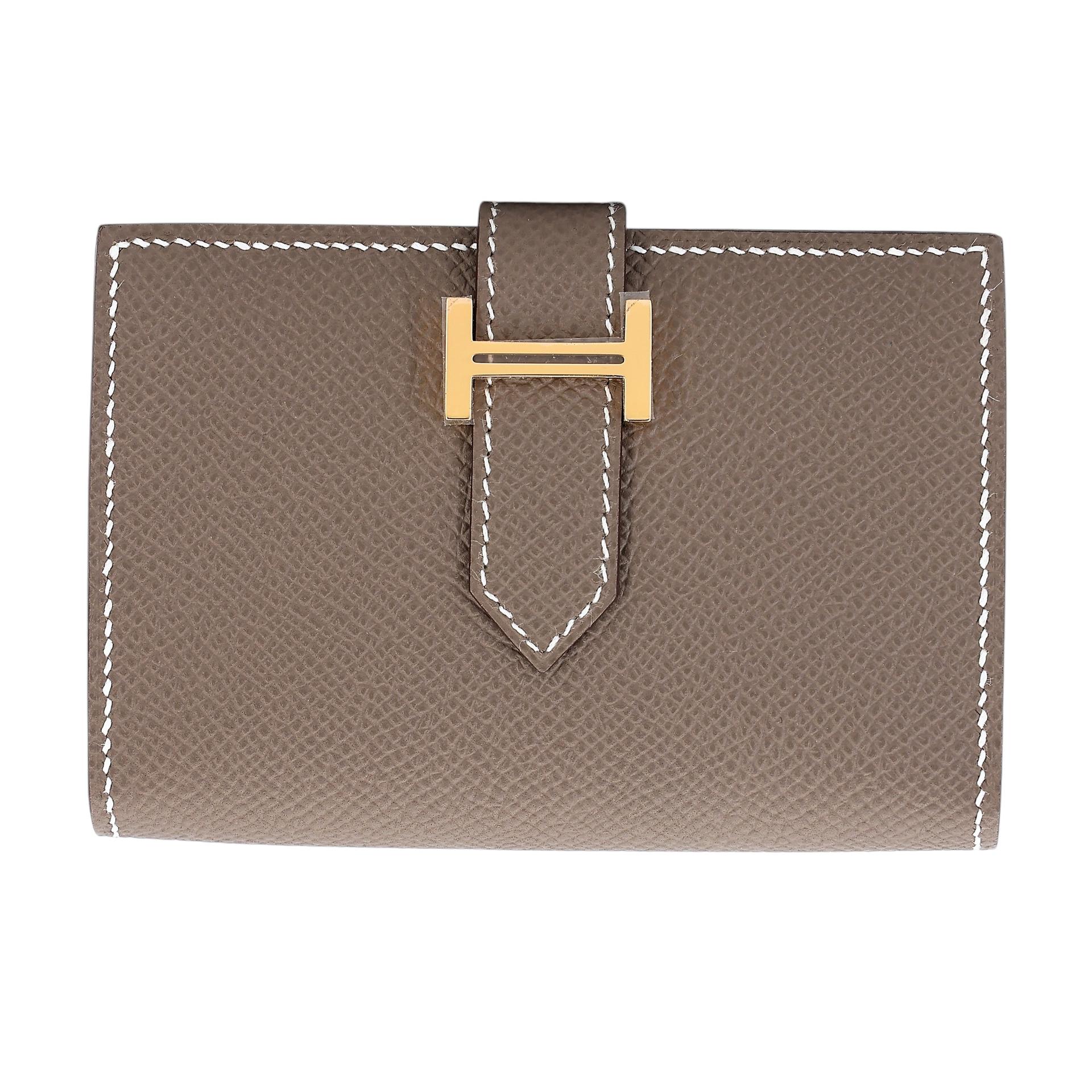 Brand New ( Rank N ) HERMÈS Bearn Card Holder Etoupe (18) Epsom Gold hardware W (2024) - 1