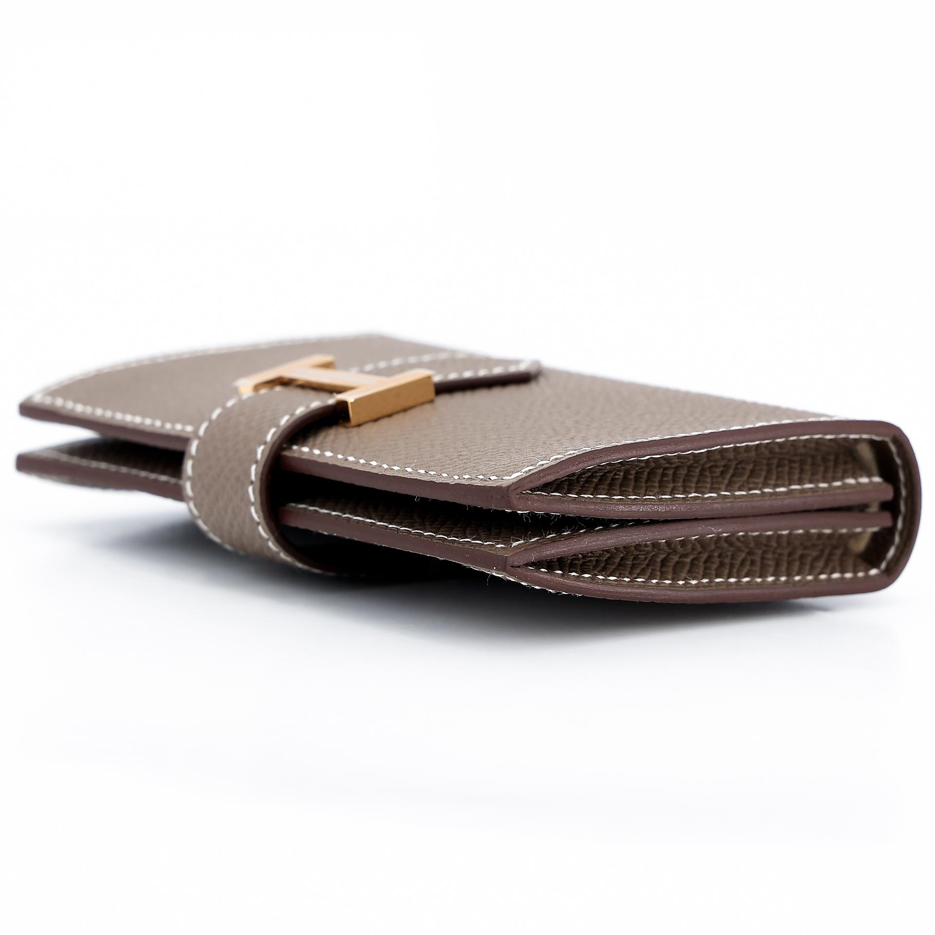 Brand New ( Rank N ) HERMÈS Bearn Card Holder Etoupe (18) Epsom Gold hardware W (2024) - 3