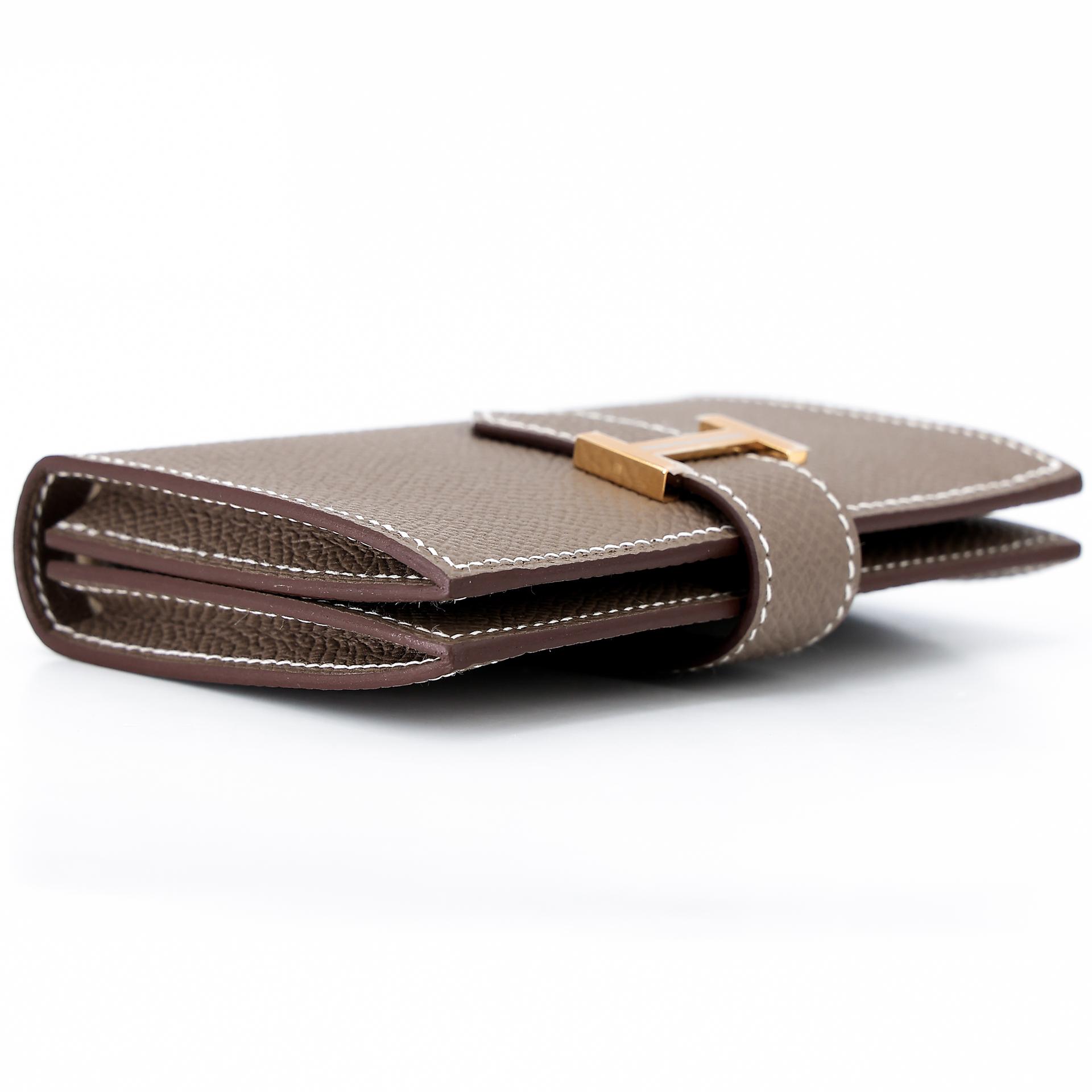 Brand New ( Rank N ) HERMÈS Bearn Card Holder Etoupe (18) Epsom Gold hardware W (2024) - 4