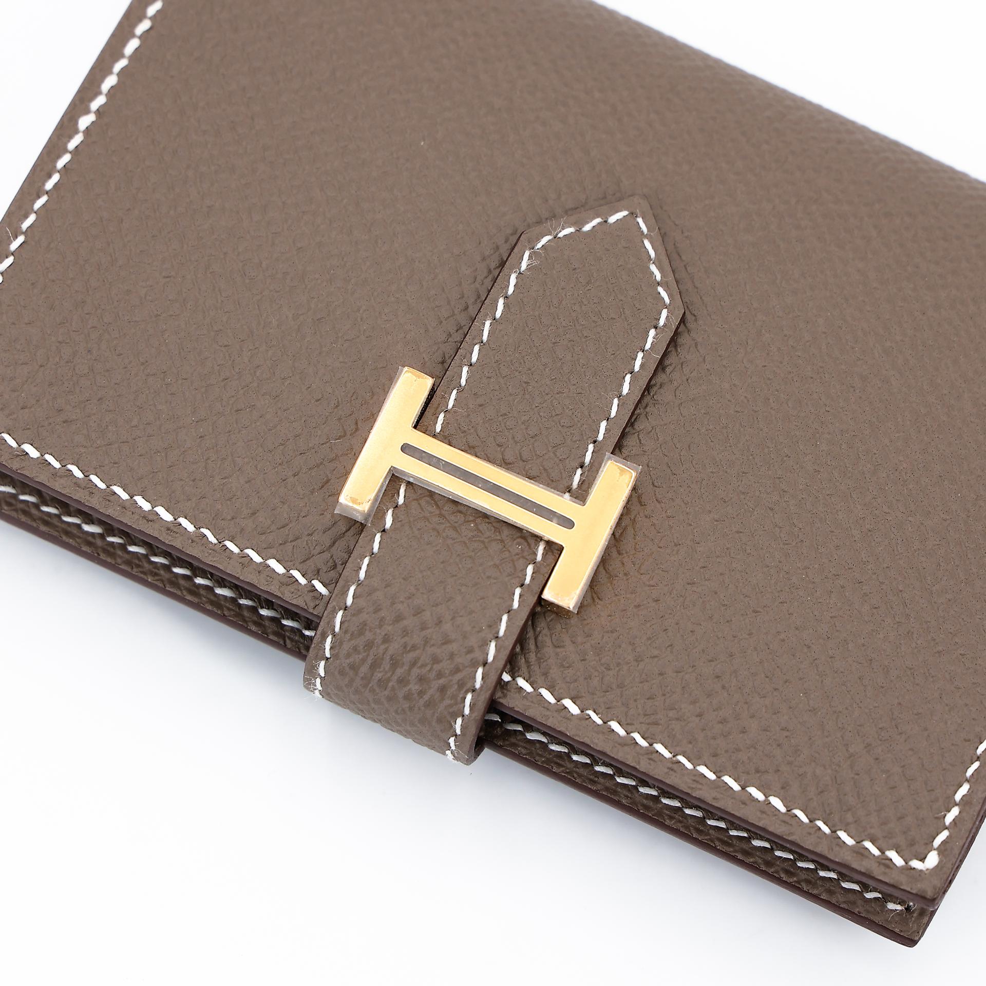 Brand New ( Rank N ) HERMÈS Bearn Card Holder Etoupe (18) Epsom Gold hardware W (2024) - 7