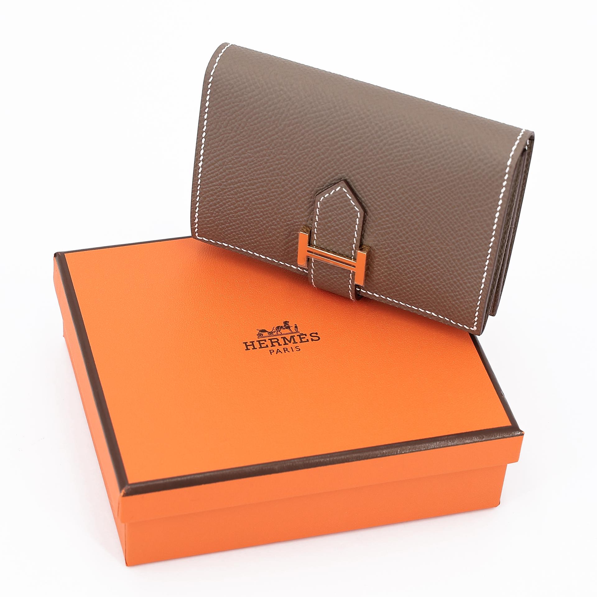 Brand New ( Rank N ) HERMÈS Bearn Card Holder Etoupe (18) Epsom Gold hardware W (2024) - 15