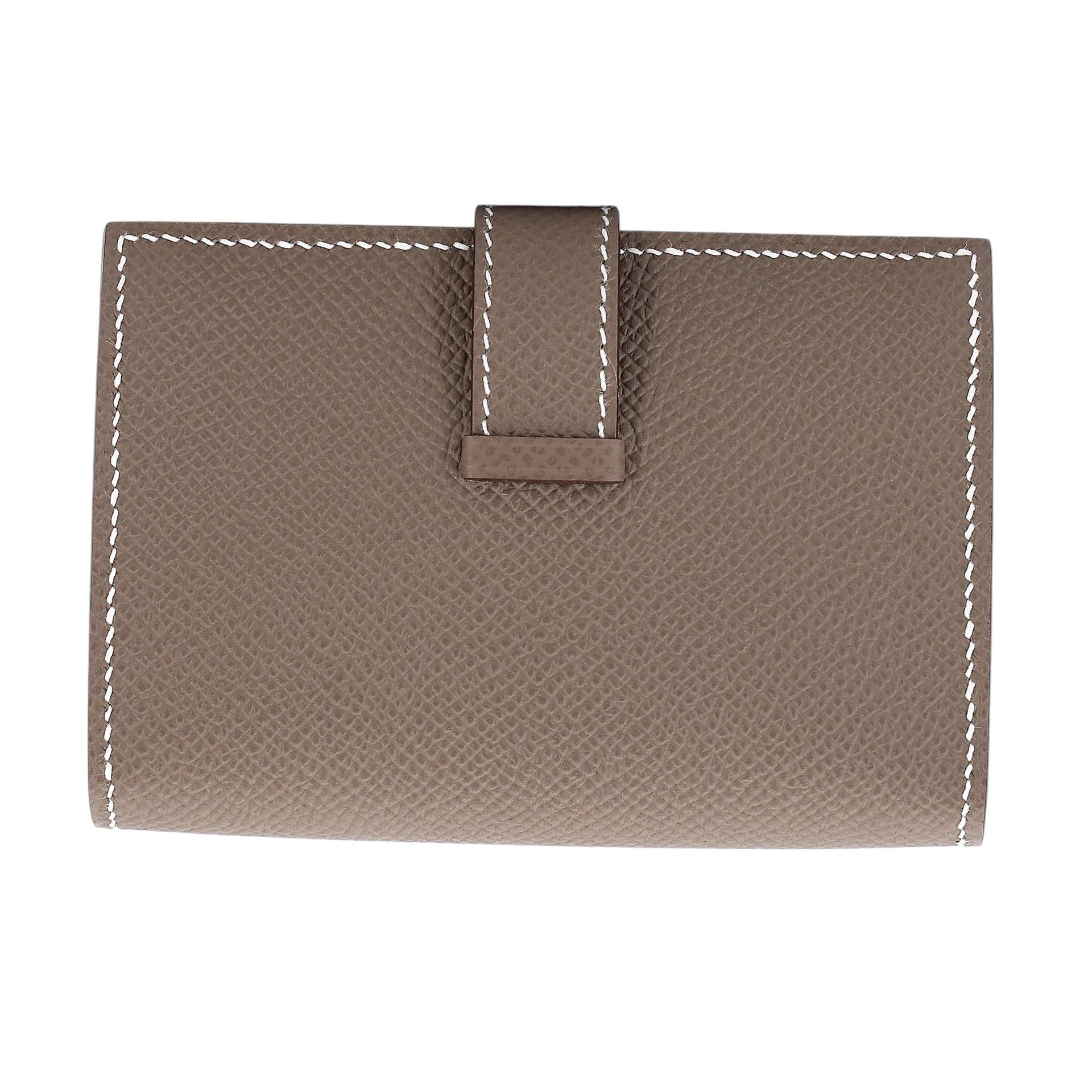 Brand New ( Rank N ) HERMÈS Bearn Card Holder Etoupe (18) Epsom Gold hardware W (2024) - 2