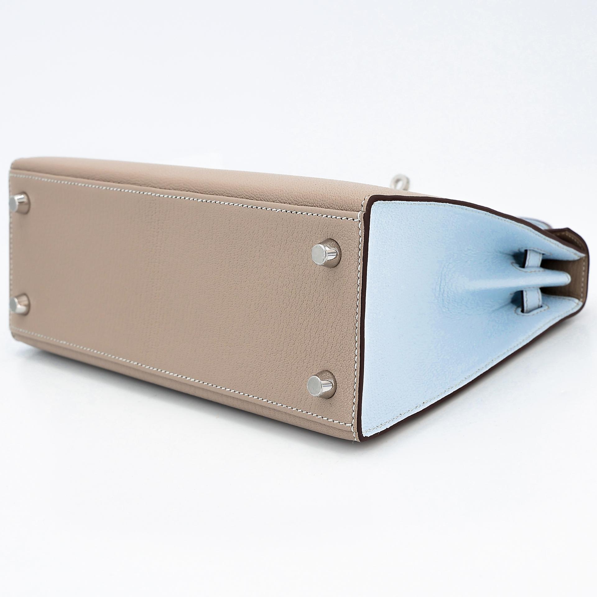 Brand New ( Rank N ) HERMÈS Kelly 25 Sellier HSS Gris Tourterelle (81) Bleu Brume (T0) Chevre Brushed Palladium W (2024) - 4