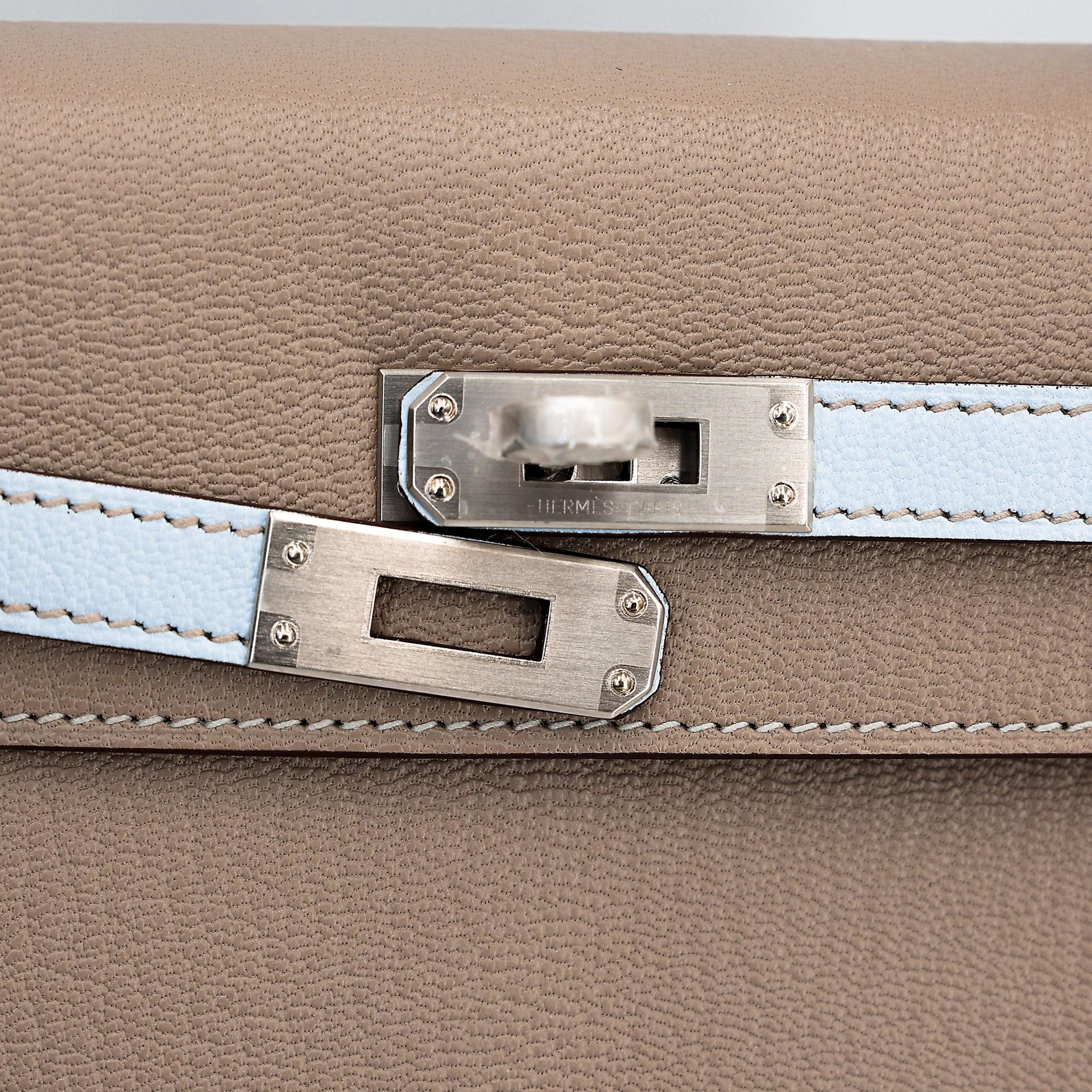 Brand New ( Rank N ) HERMÈS Kelly 25 Sellier HSS Gris Tourterelle (81) Bleu Brume (T0) Chevre Brushed Palladium W (2024) - 8