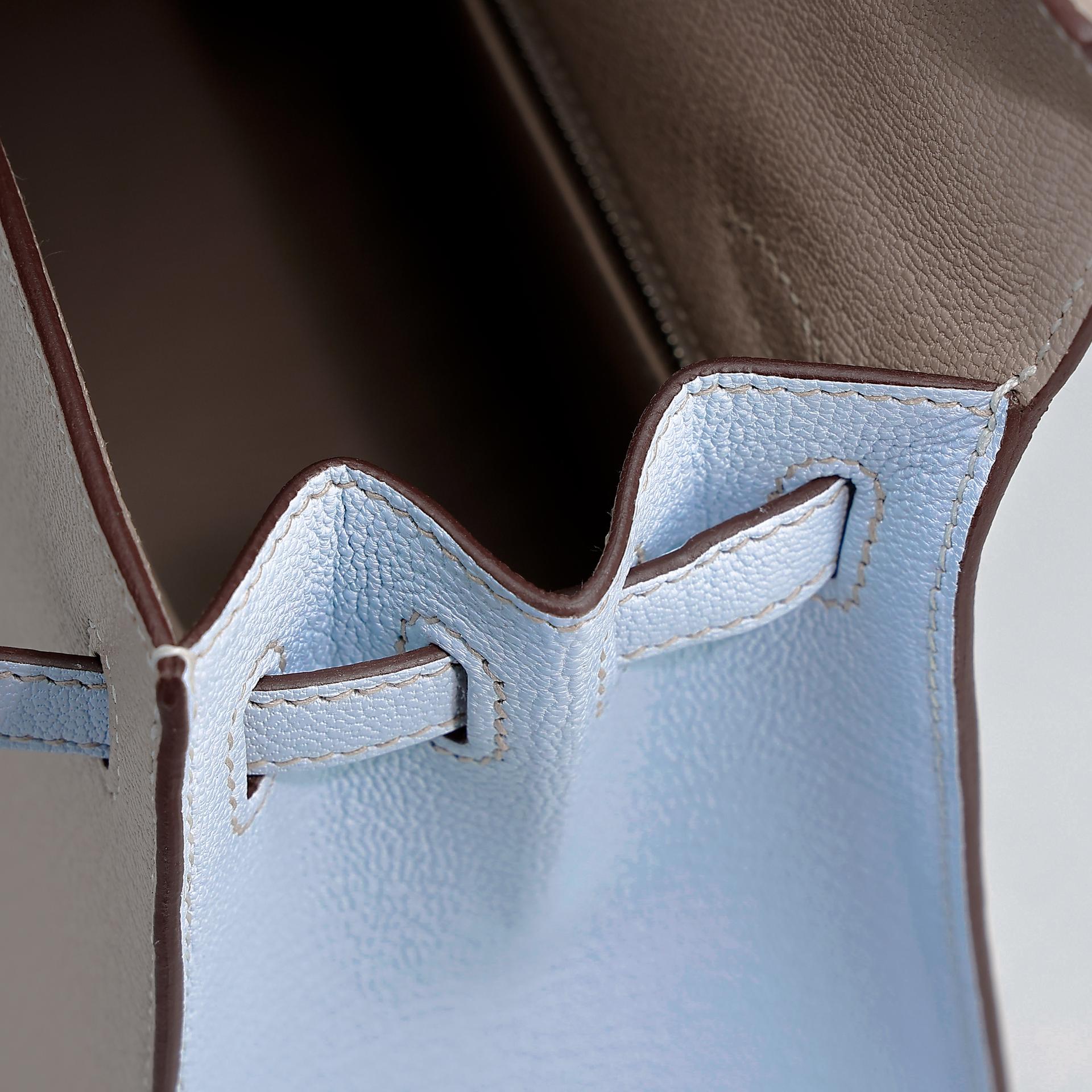 Brand New ( Rank N ) HERMÈS Kelly 25 Sellier HSS Gris Tourterelle (81) Bleu Brume (T0) Chevre Brushed Palladium W (2024) - 13