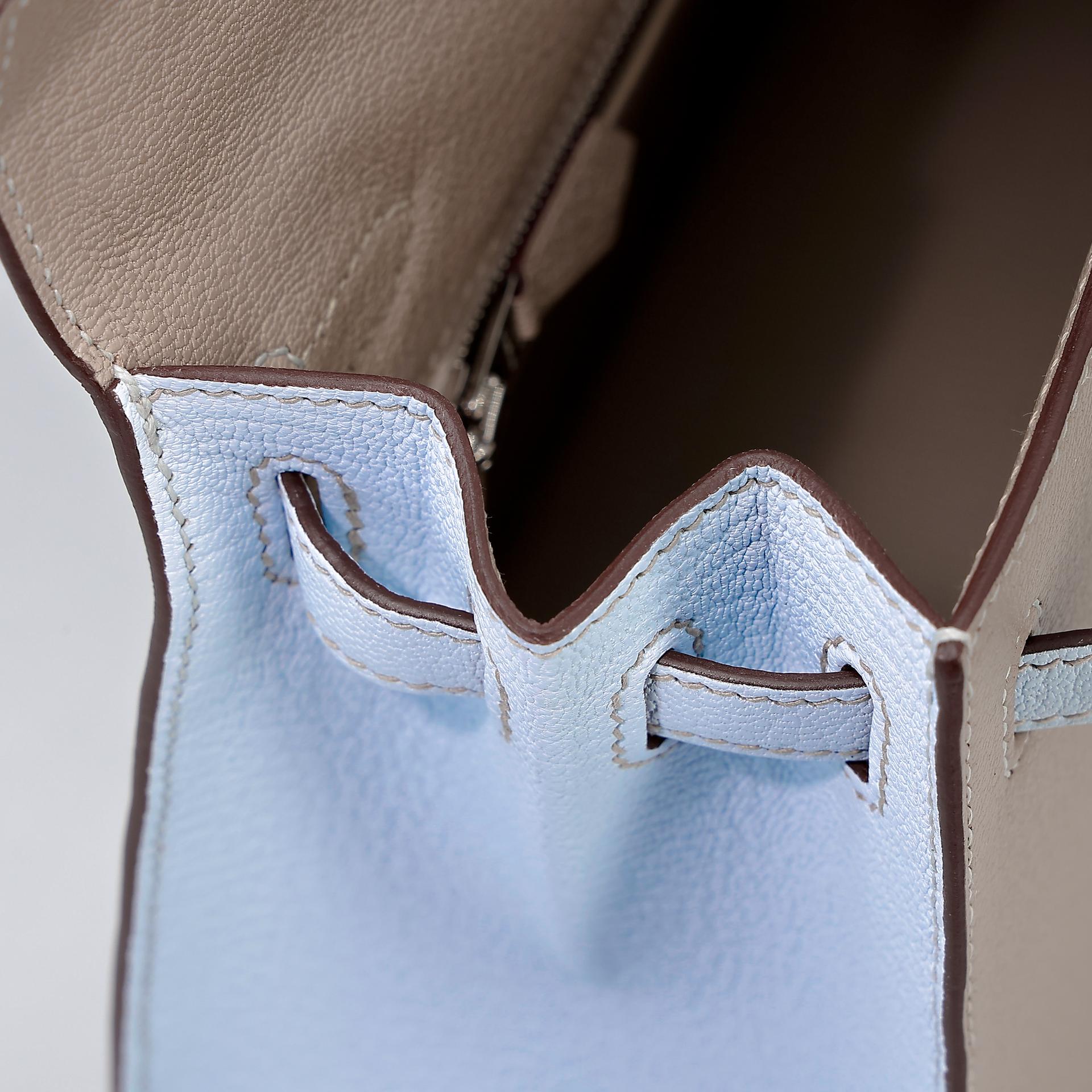 Brand New ( Rank N ) HERMÈS Kelly 25 Sellier HSS Gris Tourterelle (81) Bleu Brume (T0) Chevre Brushed Palladium W (2024) - 14