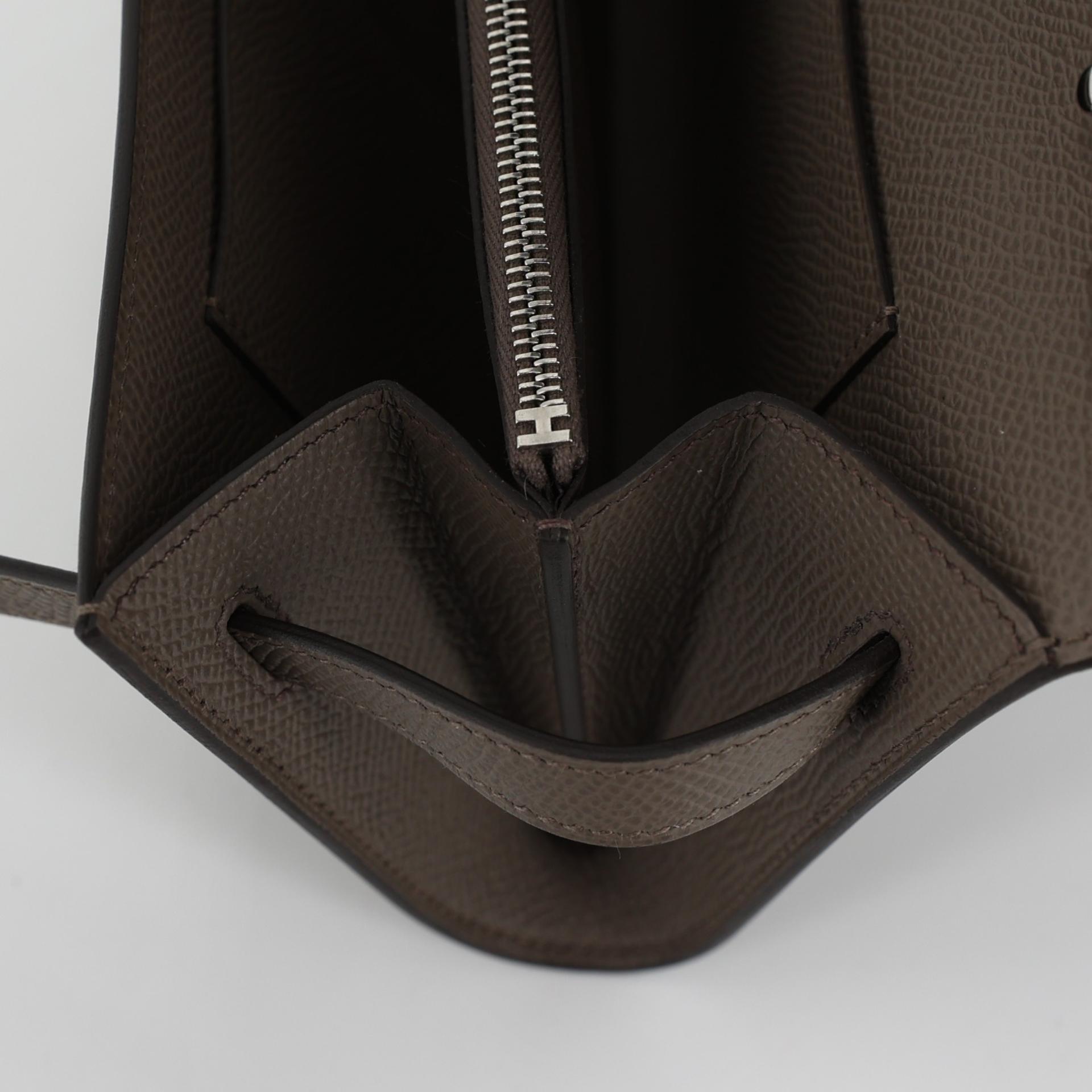 Brand New ( Rank N ) HERMÈS Kelly To Go Wallet Etain (8F) Epsom Palladium hardware W (2024) - 10