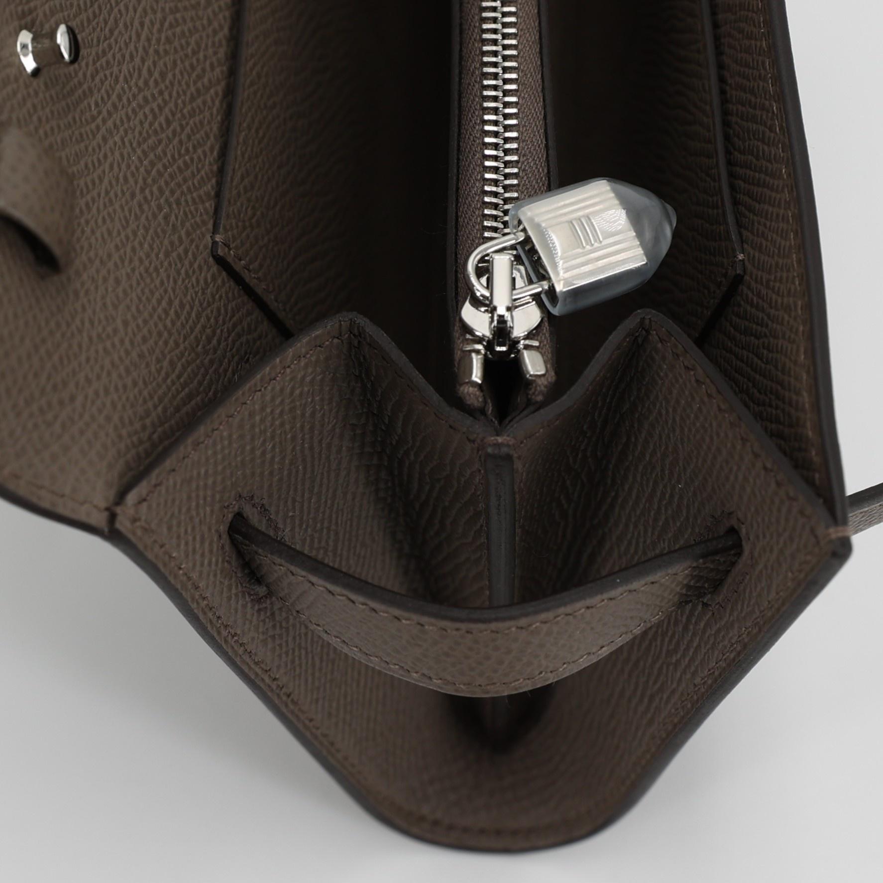 Brand New ( Rank N ) HERMÈS Kelly To Go Wallet Etain (8F) Epsom Palladium hardware W (2024) - 9