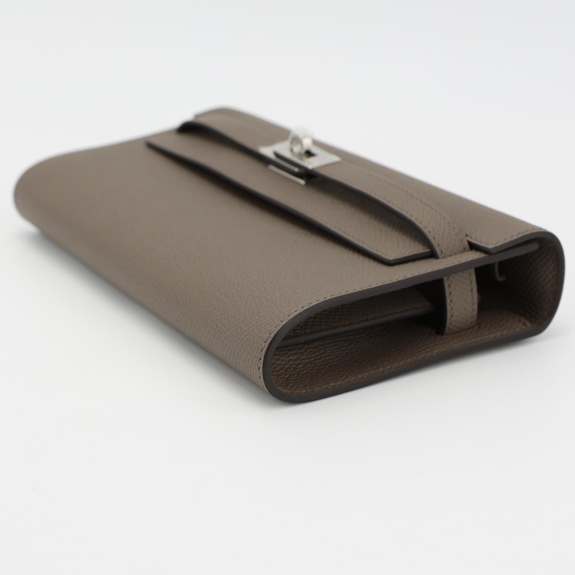 Brand New ( Rank N ) HERMÈS Kelly To Go Wallet Etain (8F) Epsom Palladium hardware W (2024) - 4