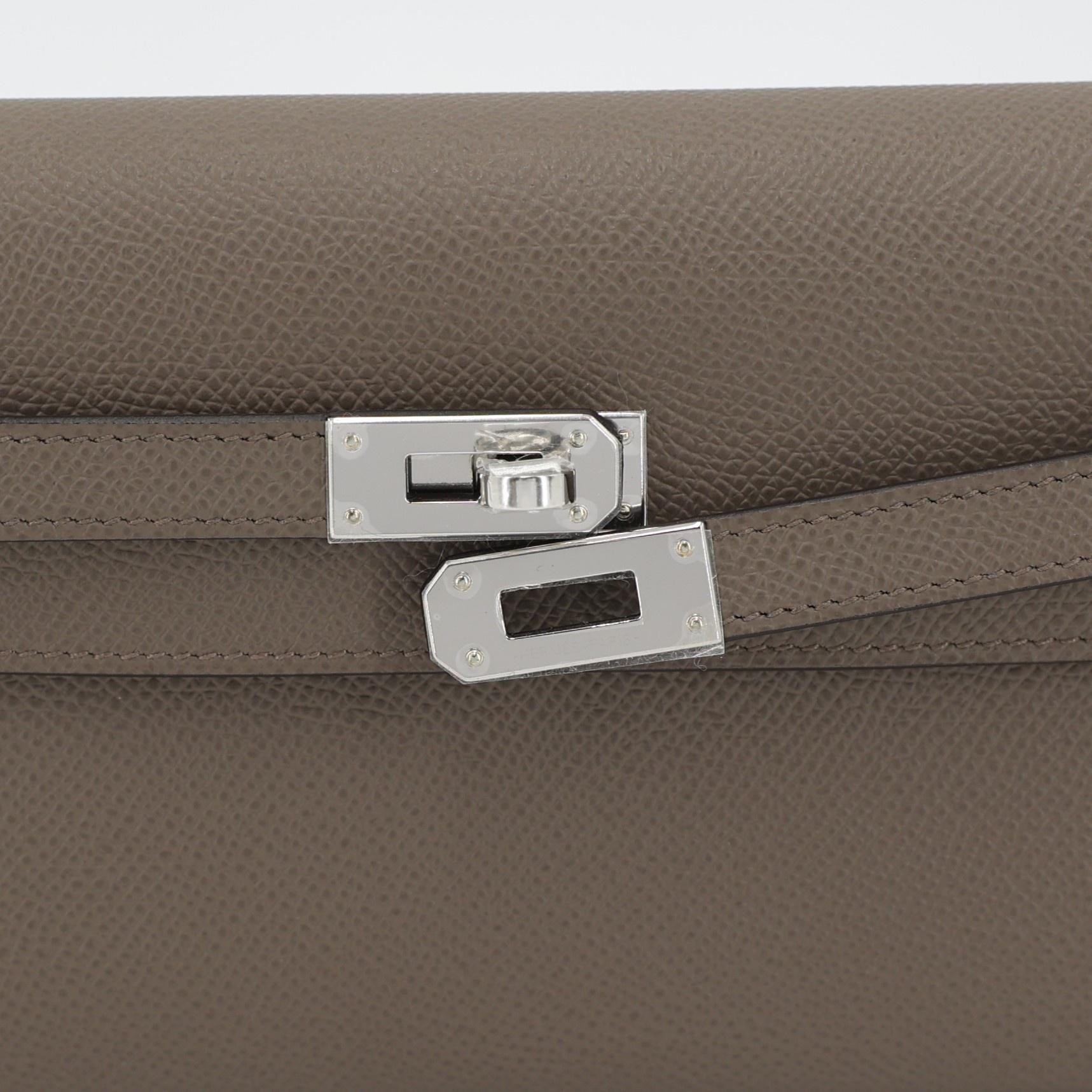 Brand New ( Rank N ) HERMÈS Kelly To Go Wallet Etain (8F) Epsom Palladium hardware W (2024) - 7