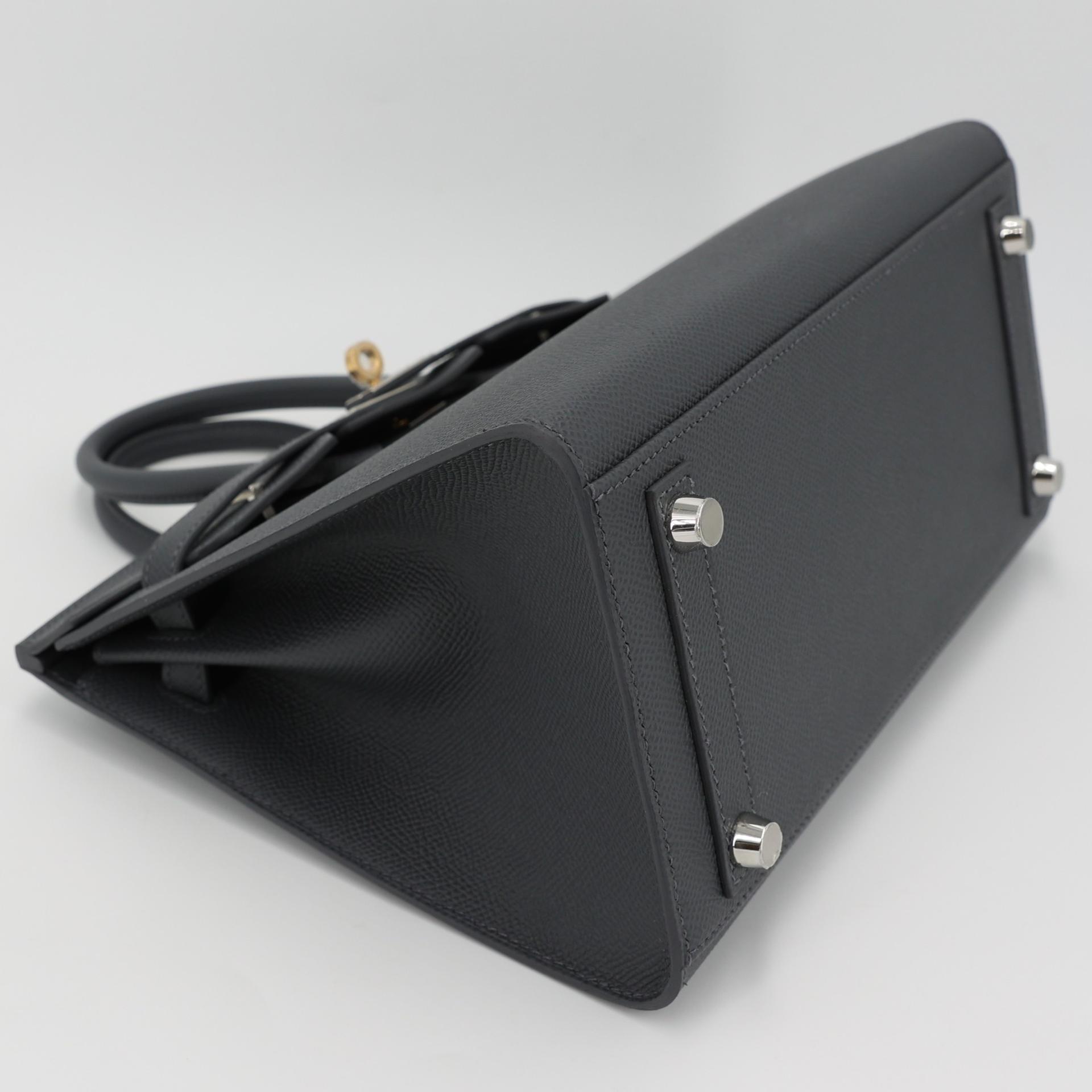 Brand New ( Rank N ) HERMÈS Birkin 25 Sellier Ardoise (85) Epsom Electrum hardware W (2024) - 4