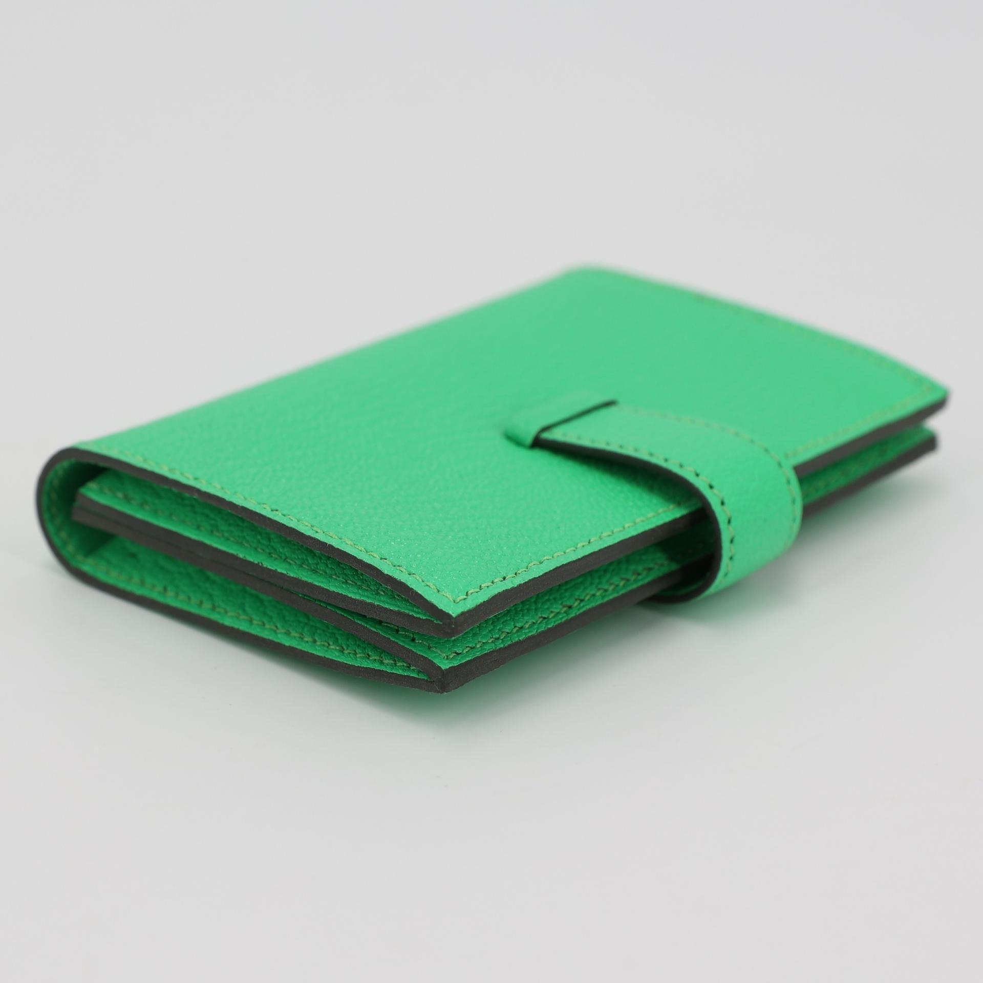 Brand New ( Rank N ) HERMÈS Bearn Card Holder Vert Comics (0Z) Chevre Palladium hardware B (2023) - 5