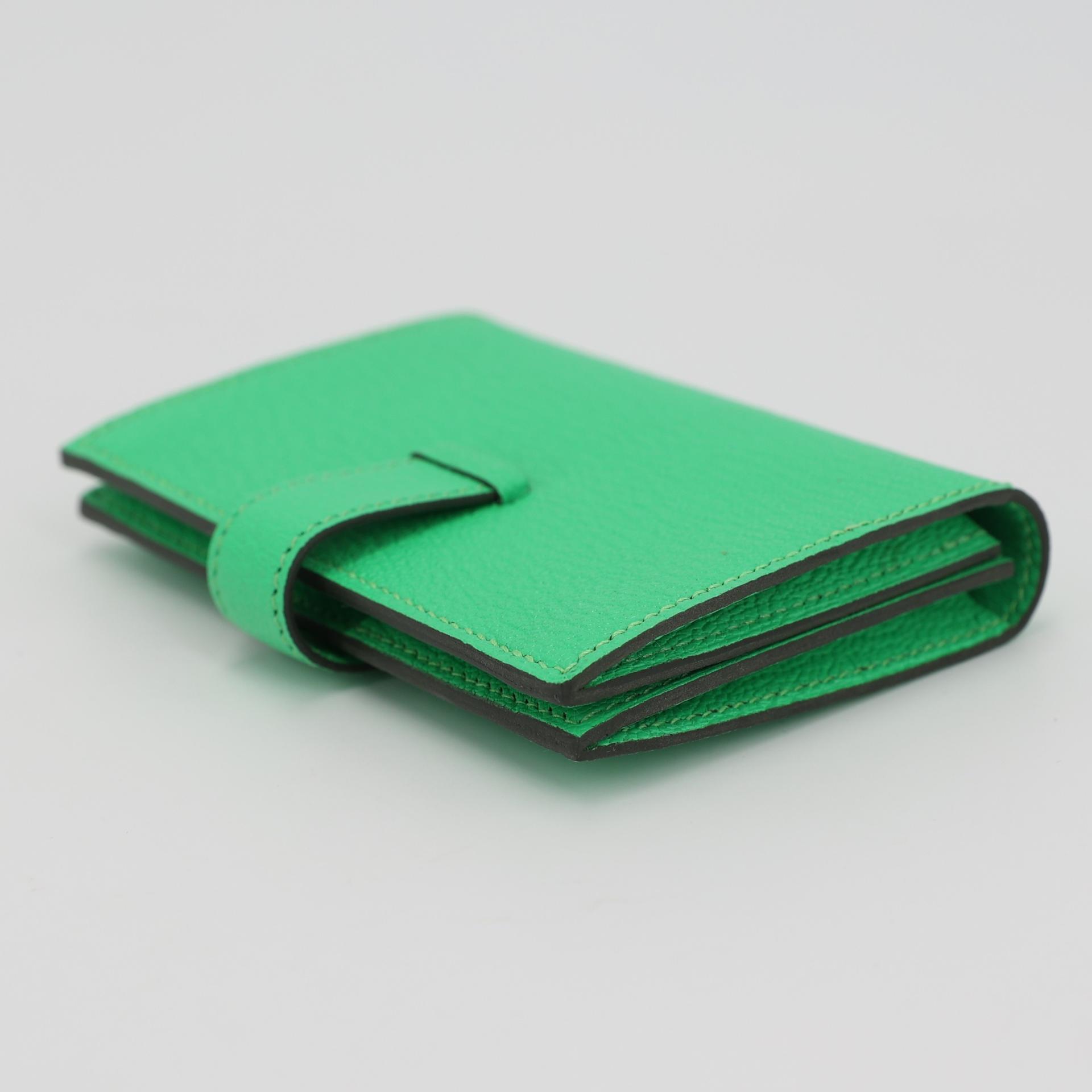 Brand New ( Rank N ) HERMÈS Bearn Card Holder Vert Comics (0Z) Chevre Palladium hardware B (2023) - 6