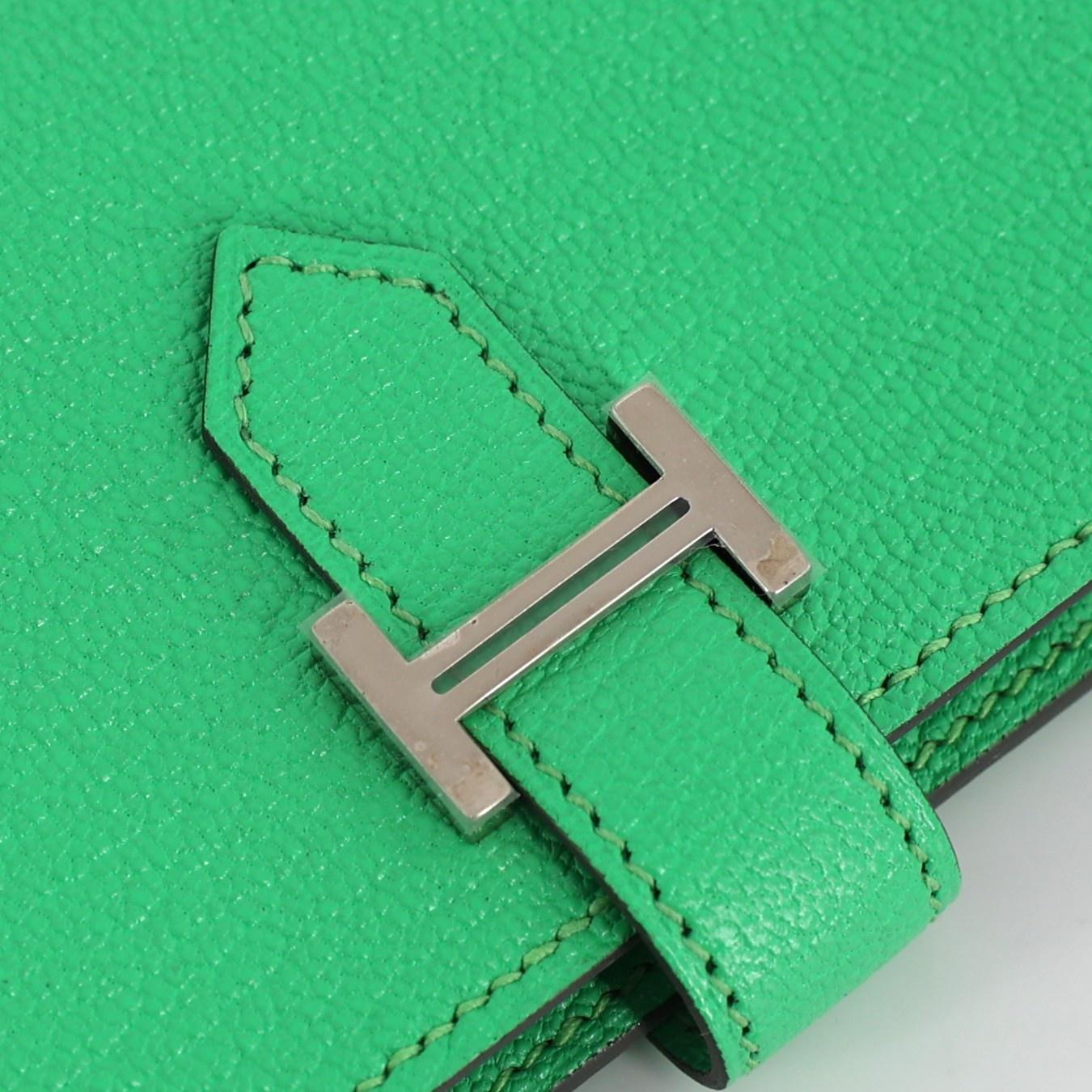 Brand New ( Rank N ) HERMÈS Bearn Card Holder Vert Comics (0Z) Chevre Palladium hardware B (2023) - 7