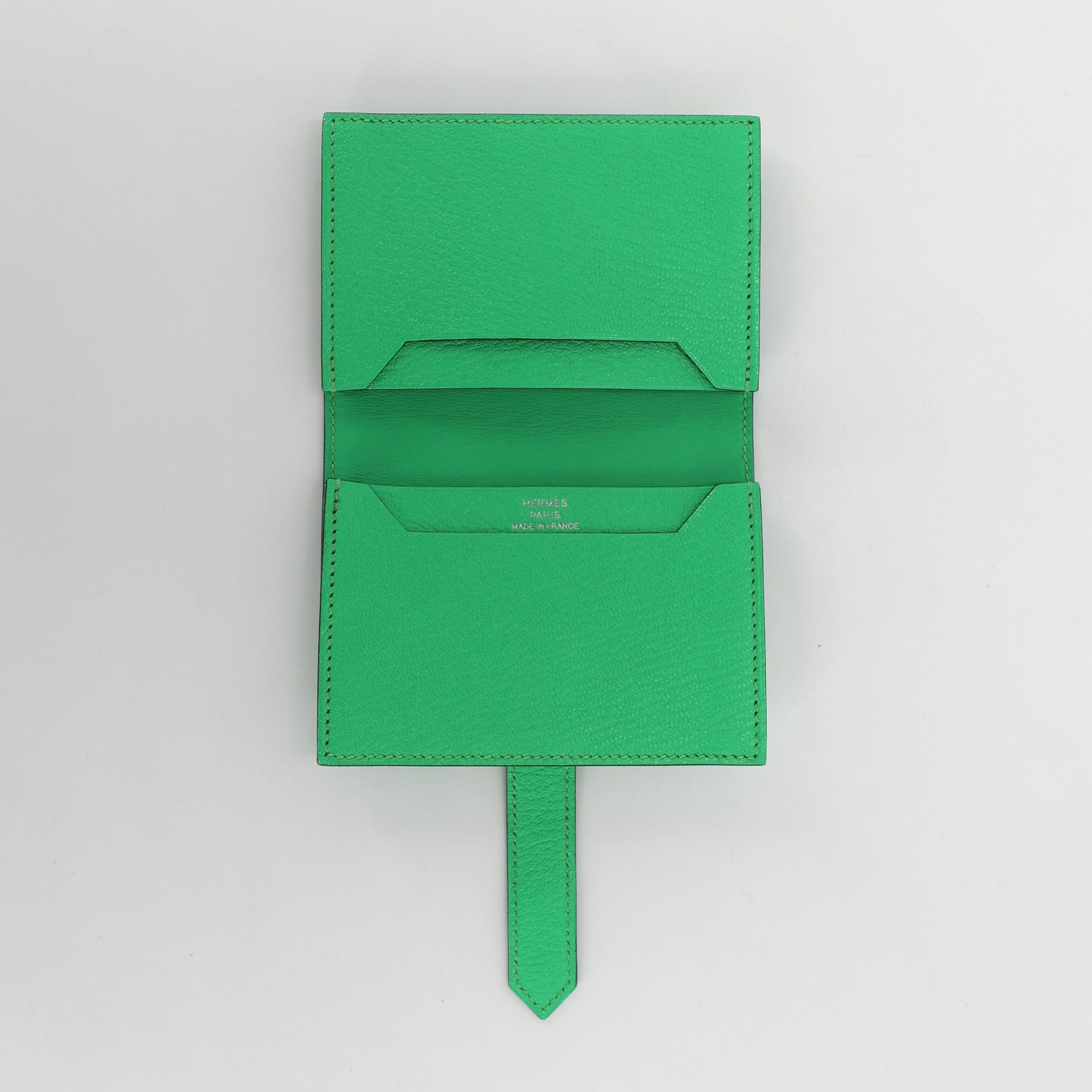 Brand New ( Rank N ) HERMÈS Bearn Card Holder Vert Comics (0Z) Chevre Palladium hardware B (2023) - 8