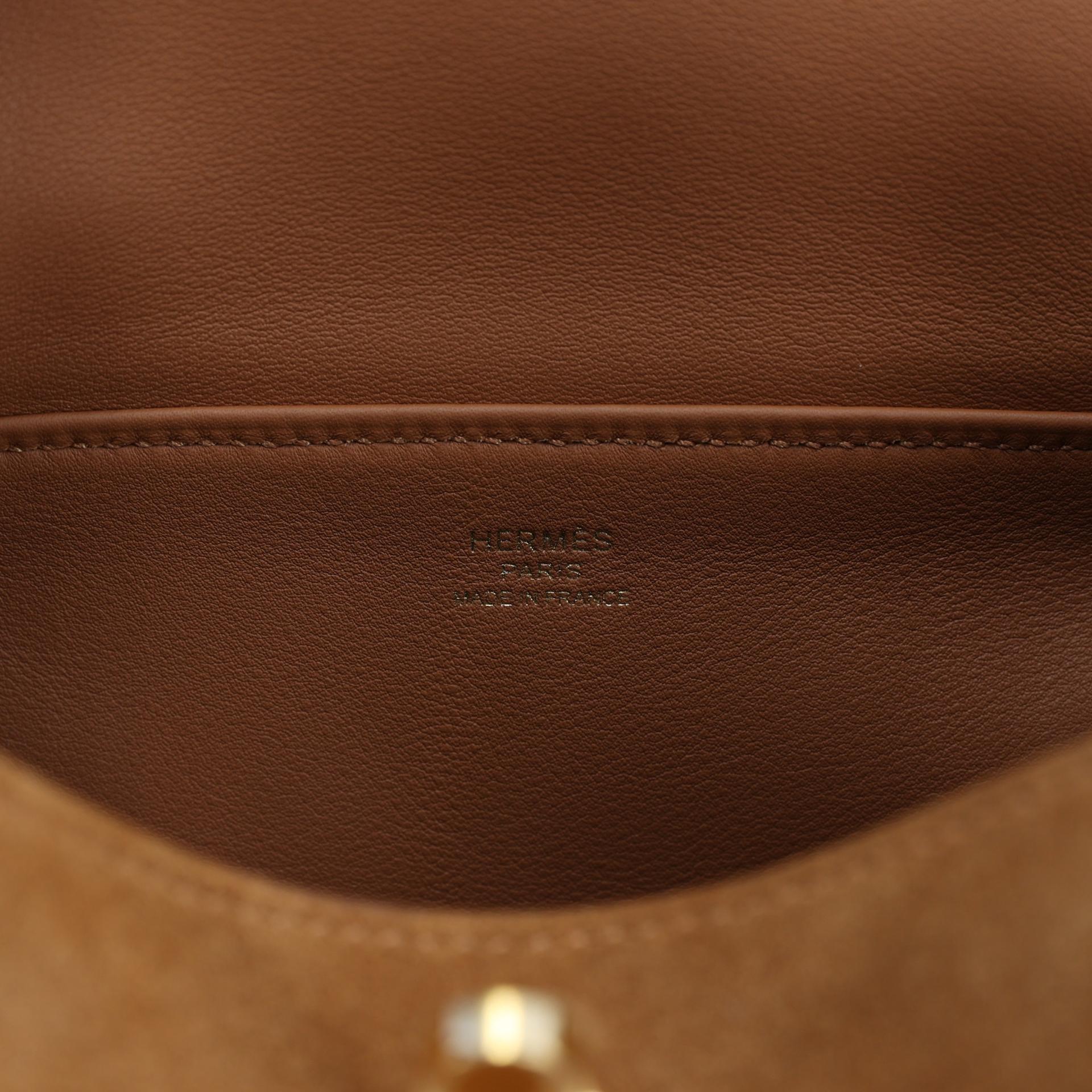 Brand New ( Rank N ) HERMÈS Mini Lindy II Gold (37) Chamois Swift Grizzly Gold hardware W (2024) - 10