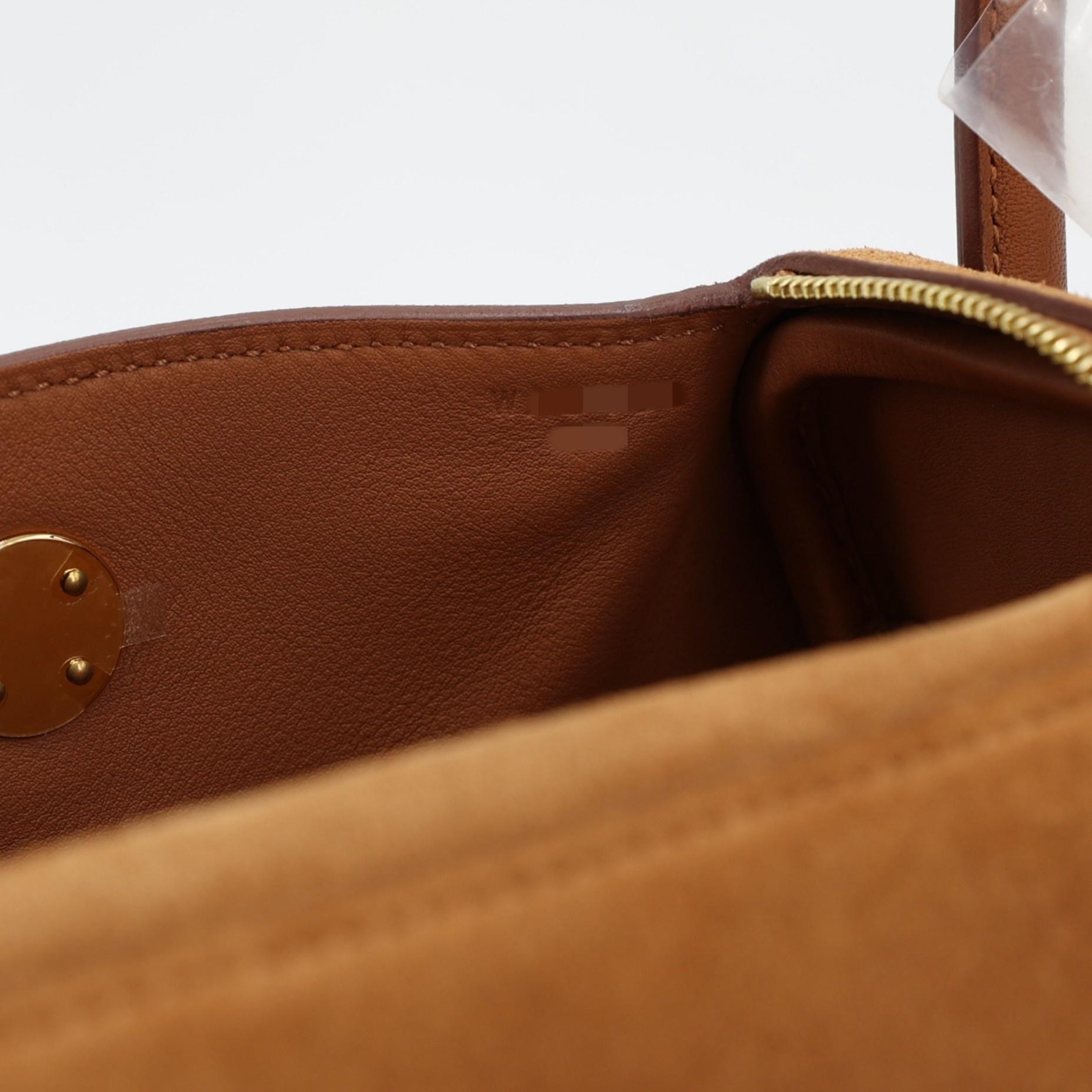 Brand New ( Rank N ) HERMÈS Mini Lindy II Gold (37) Chamois Swift Grizzly Gold hardware W (2024) - 12