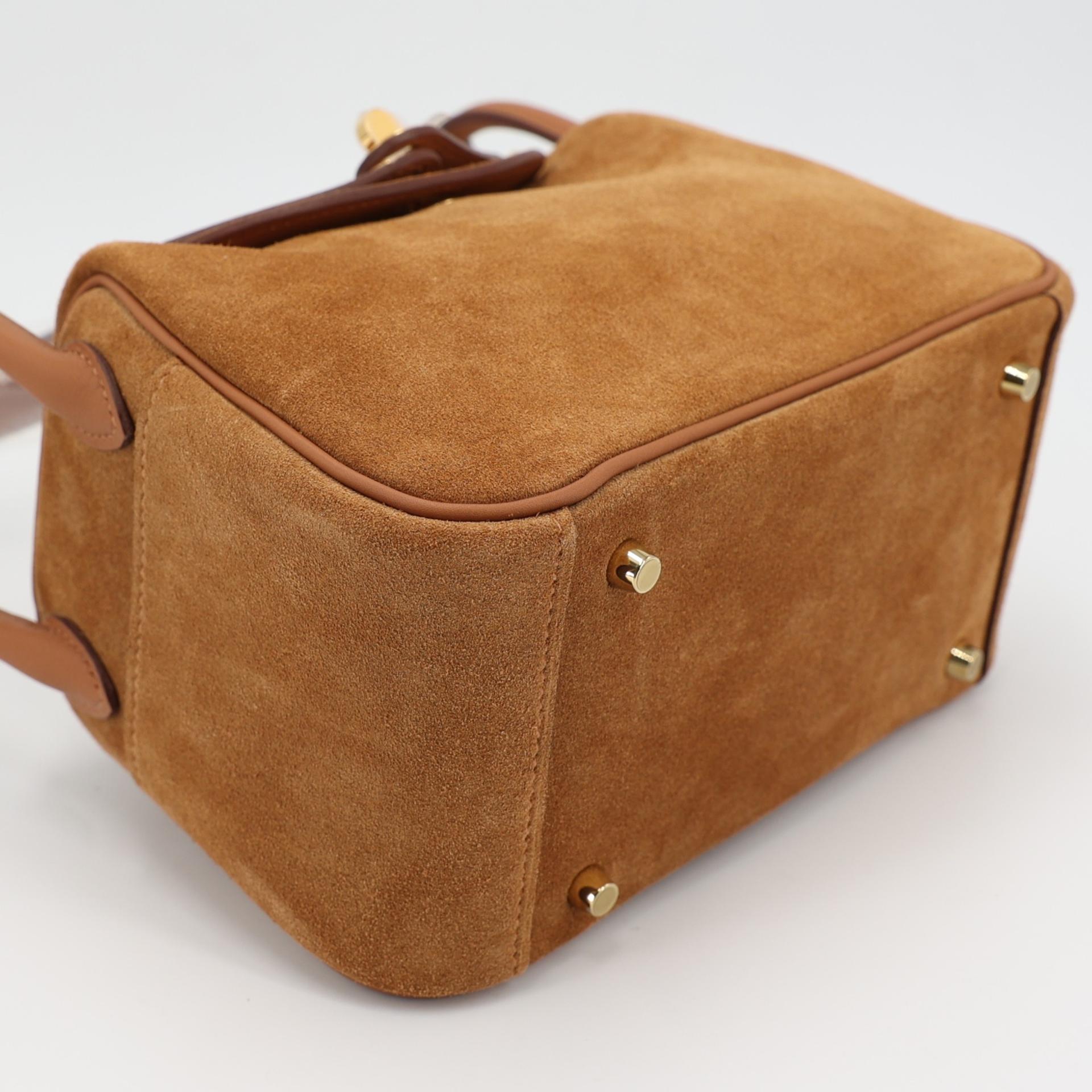 Brand New ( Rank N ) HERMÈS Mini Lindy II Gold (37) Chamois Swift Grizzly Gold hardware W (2024) - 4