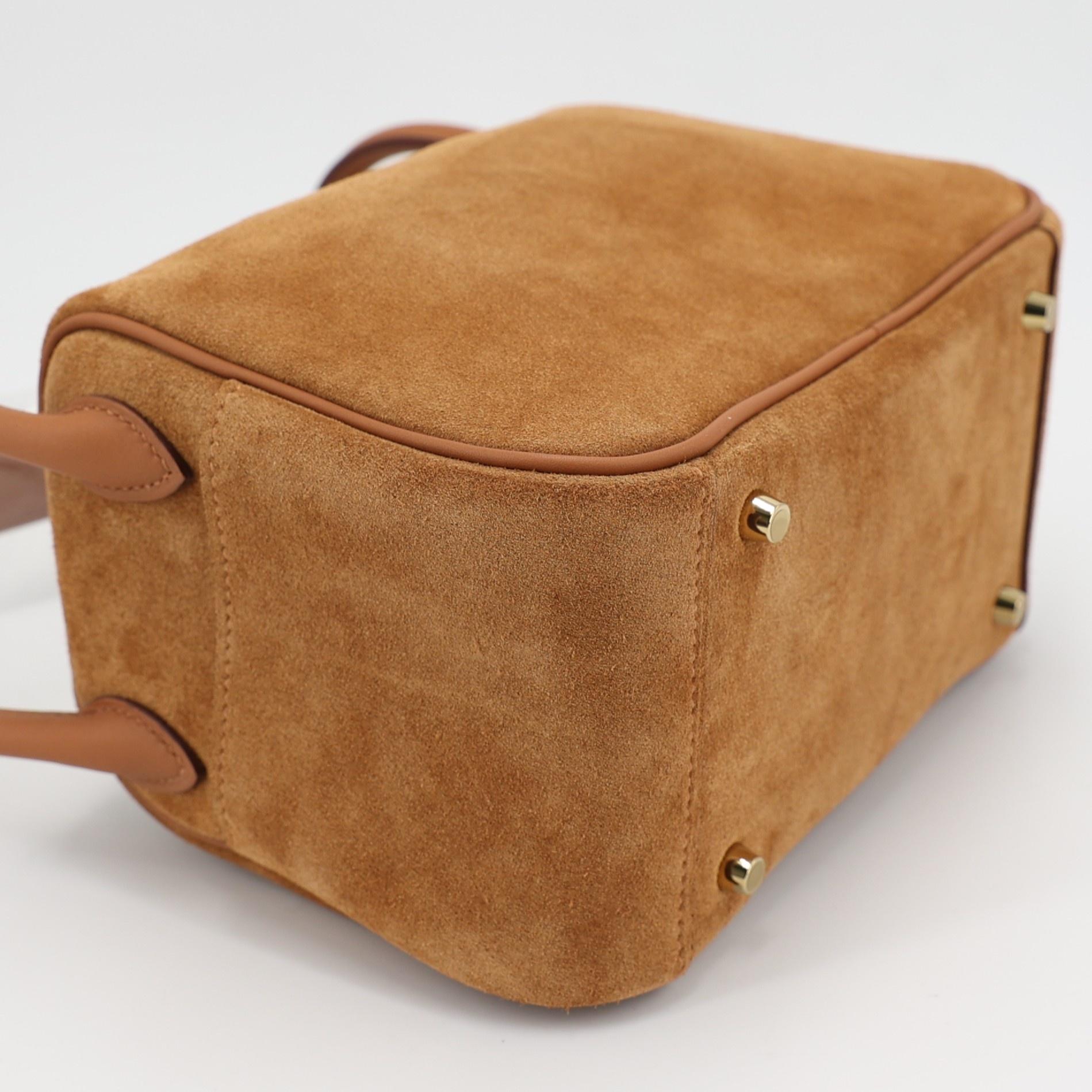 Brand New ( Rank N ) HERMÈS Mini Lindy II Gold (37) Chamois Swift Grizzly Gold hardware W (2024) - 6