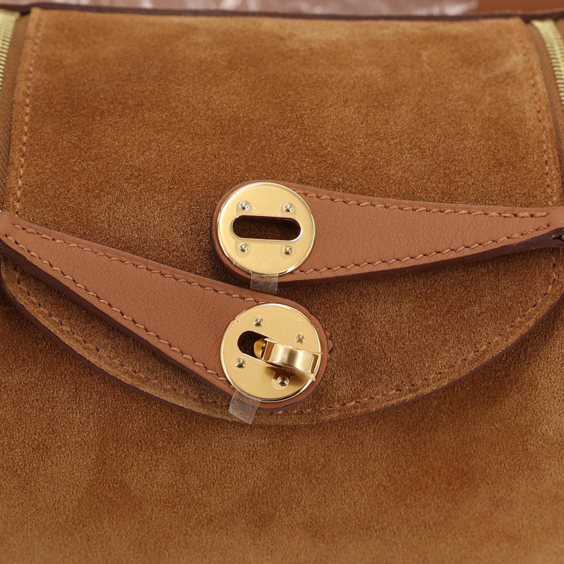 Brand New ( Rank N ) HERMÈS Mini Lindy II Gold (37) Chamois Swift Grizzly Gold hardware W (2024) - 8
