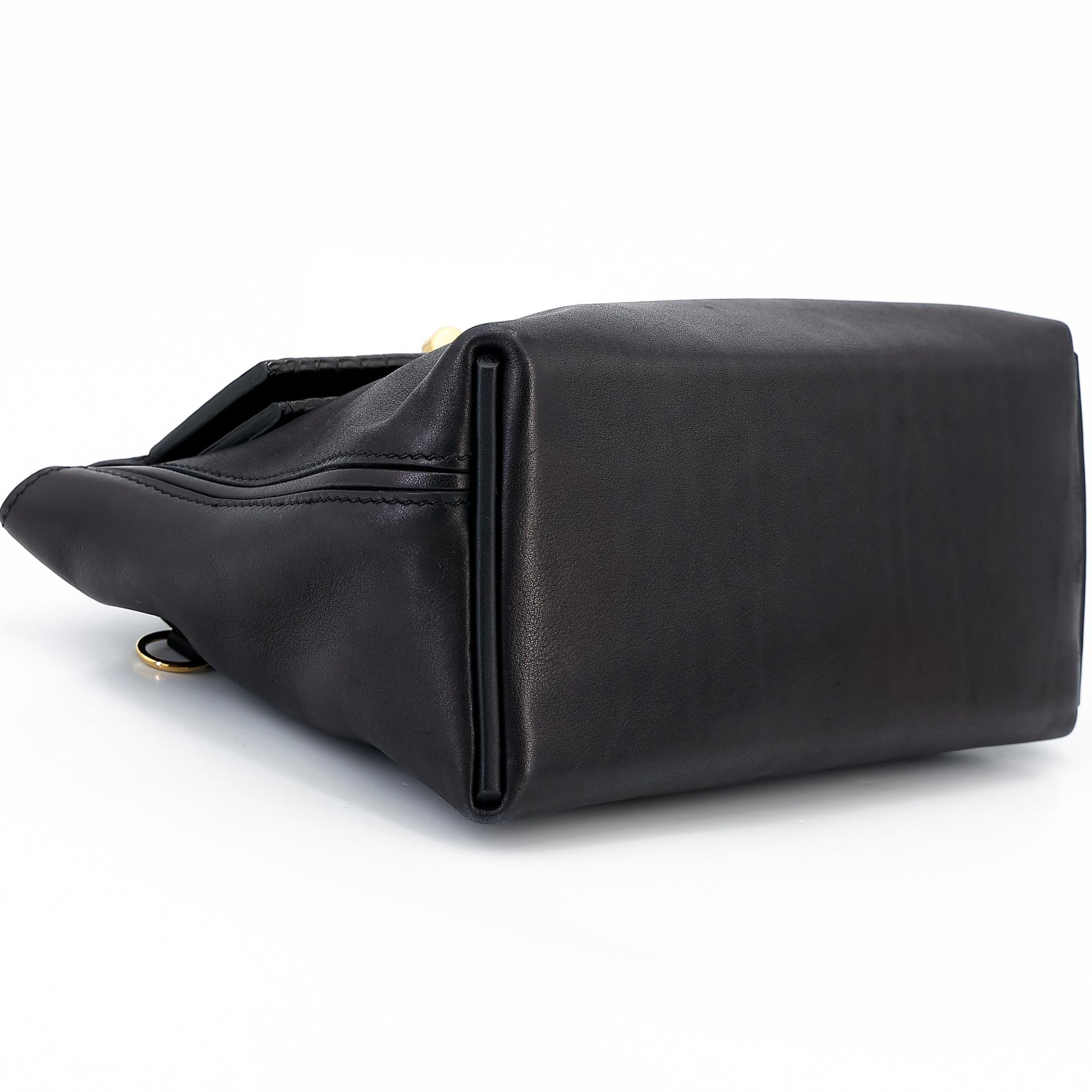 Good ( Rank AB) HERMÈS 24/24 - 21 mini Touch Black (89) Volupto calfskin Alligator Swift Gold hardware U (2022) - 4